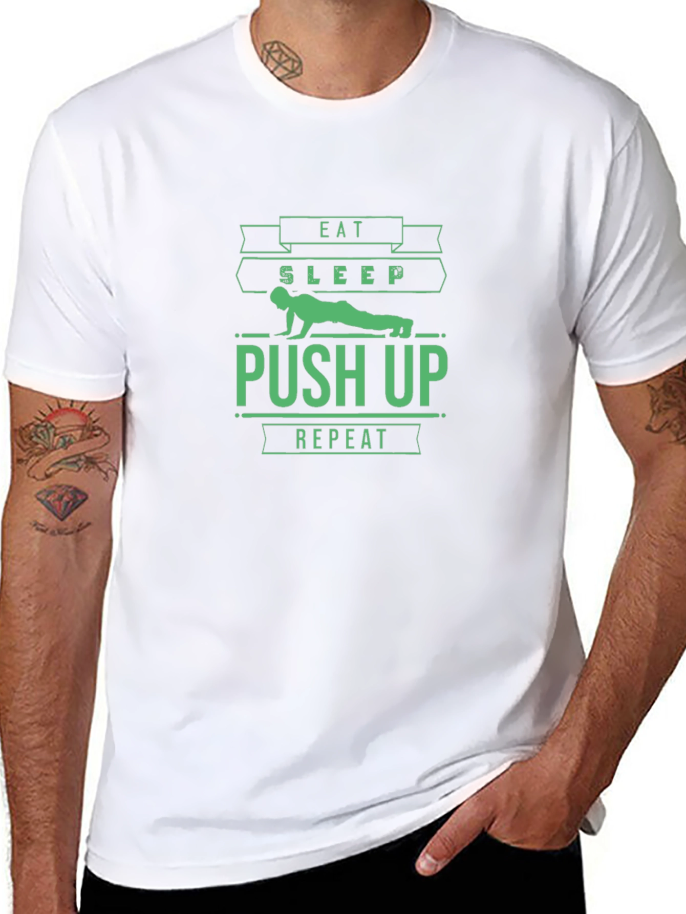 Eat Sleep Push Up Repeat Black T-Shirt