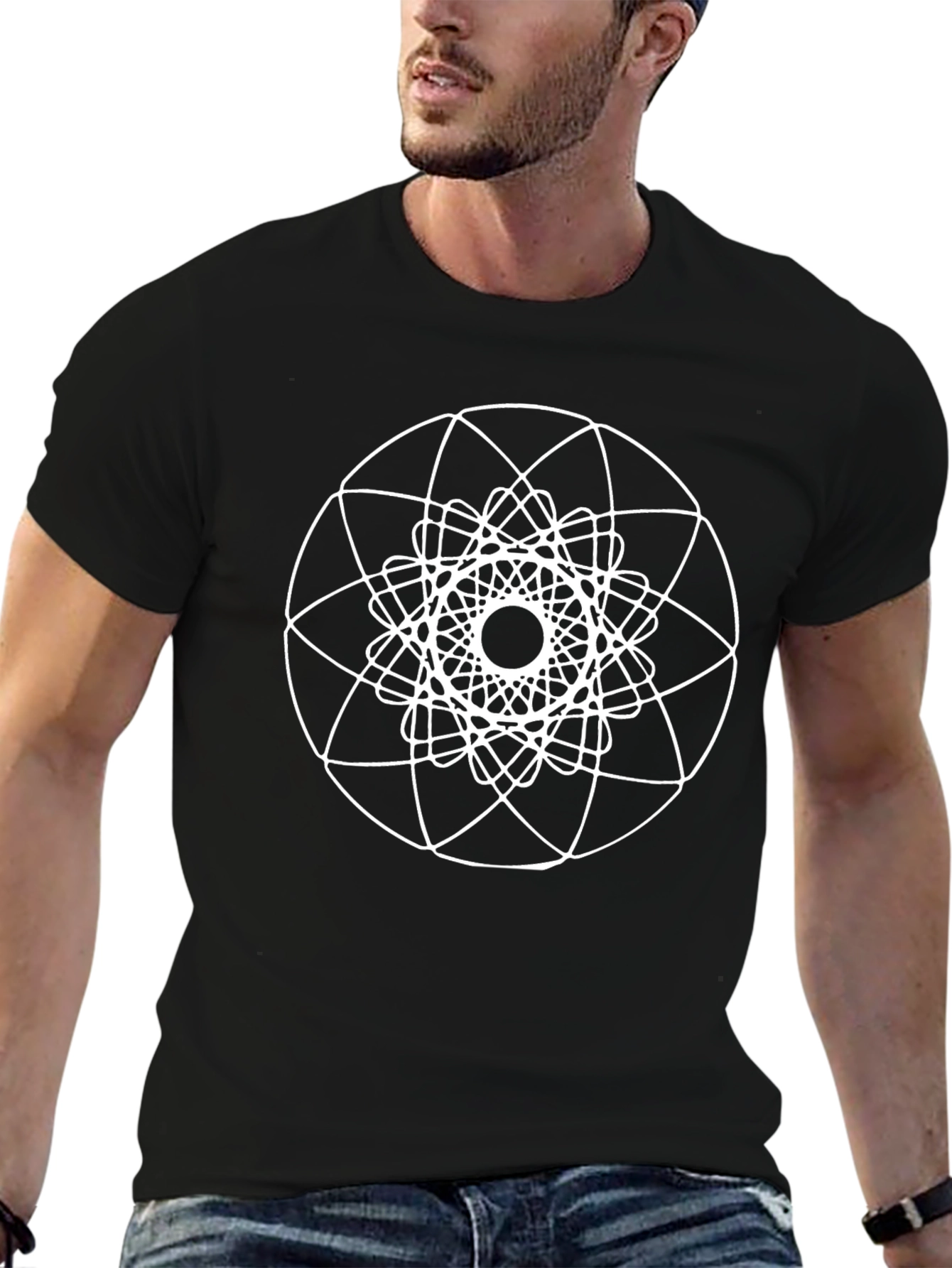 Geometric Mandala T-Shirt - Black