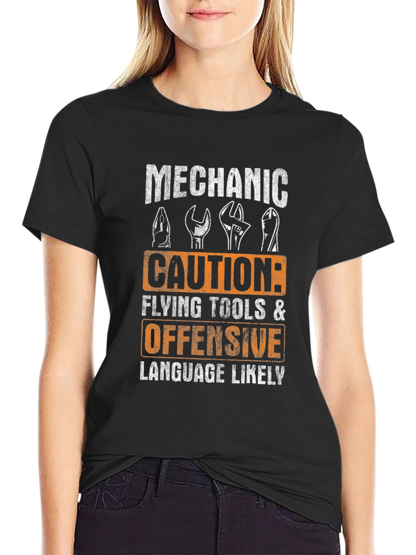 Mechanic Caution Graphic T-Shirt - Funny Novelty Tee