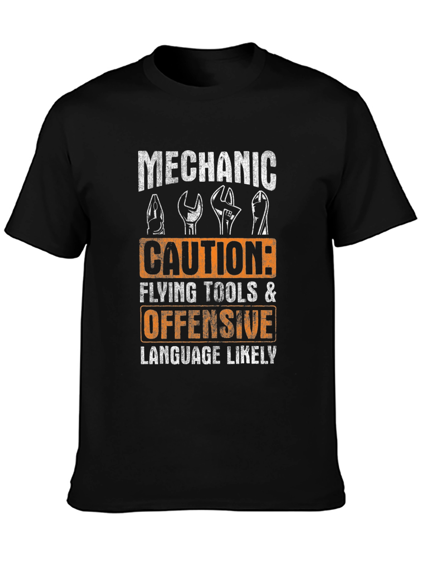 Mechanic Caution Graphic T-Shirt - Funny Novelty Tee