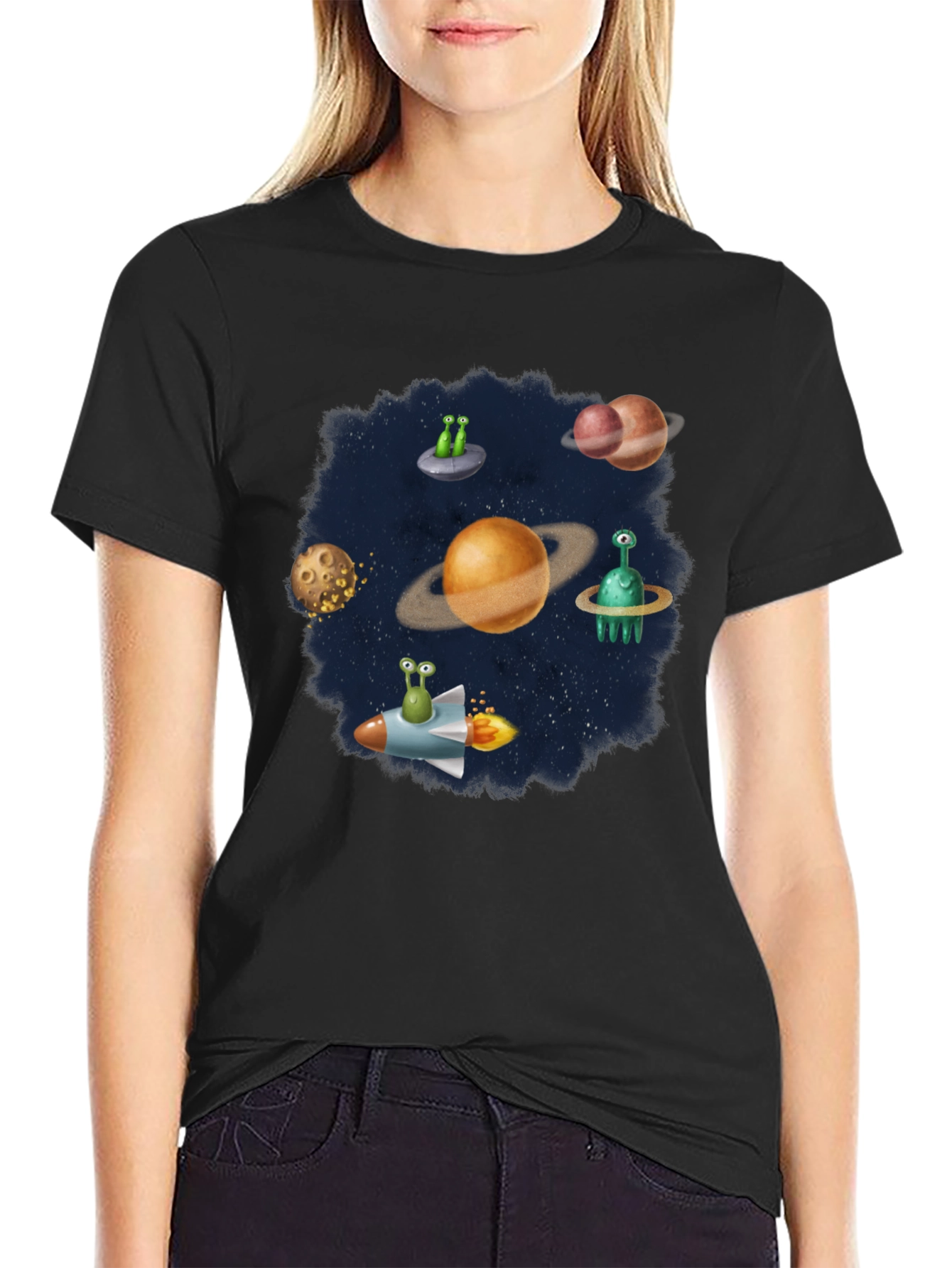 Space Alien Planet Graphic T-Shirt