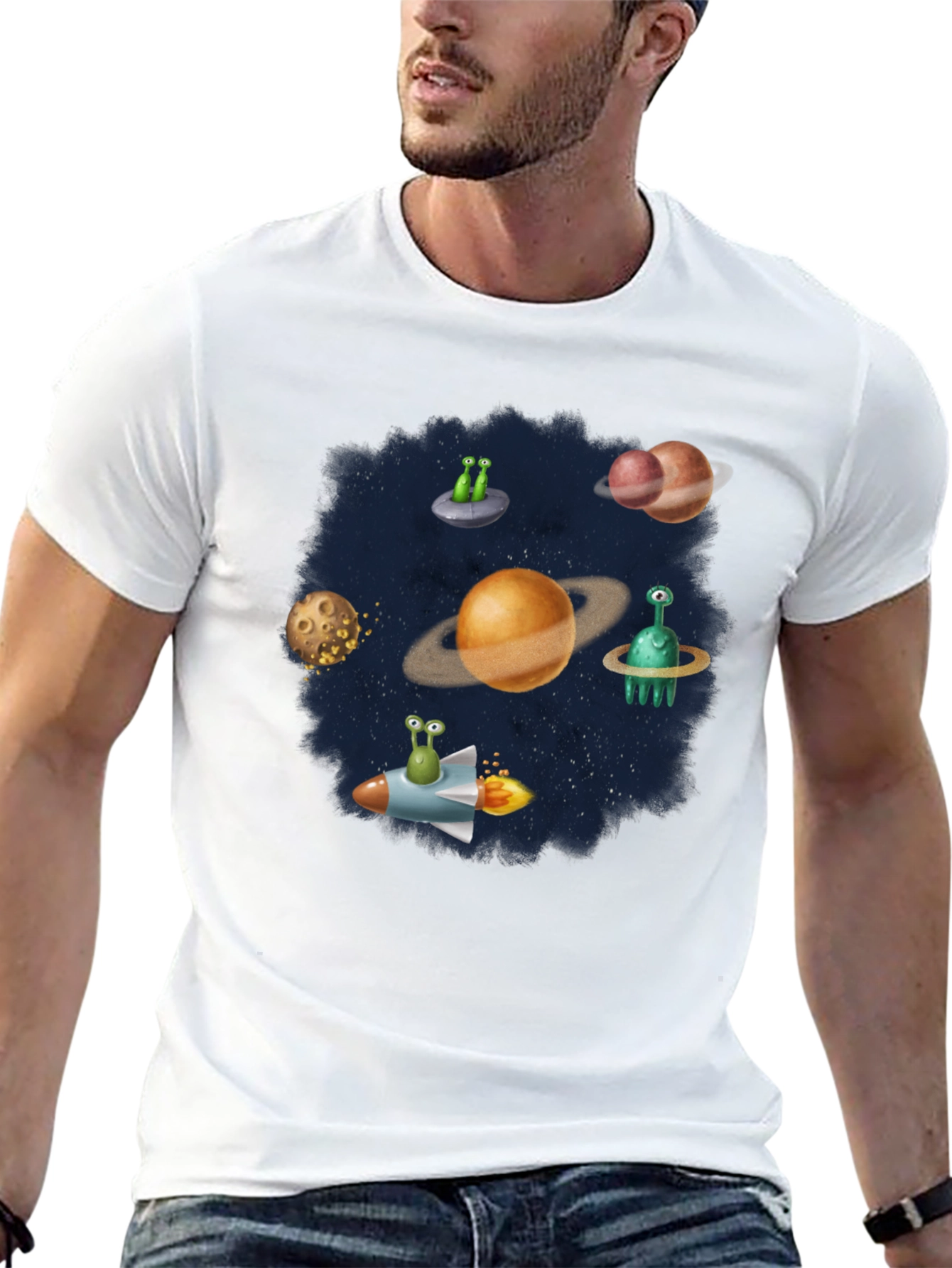 Space Alien Planet Graphic T-Shirt