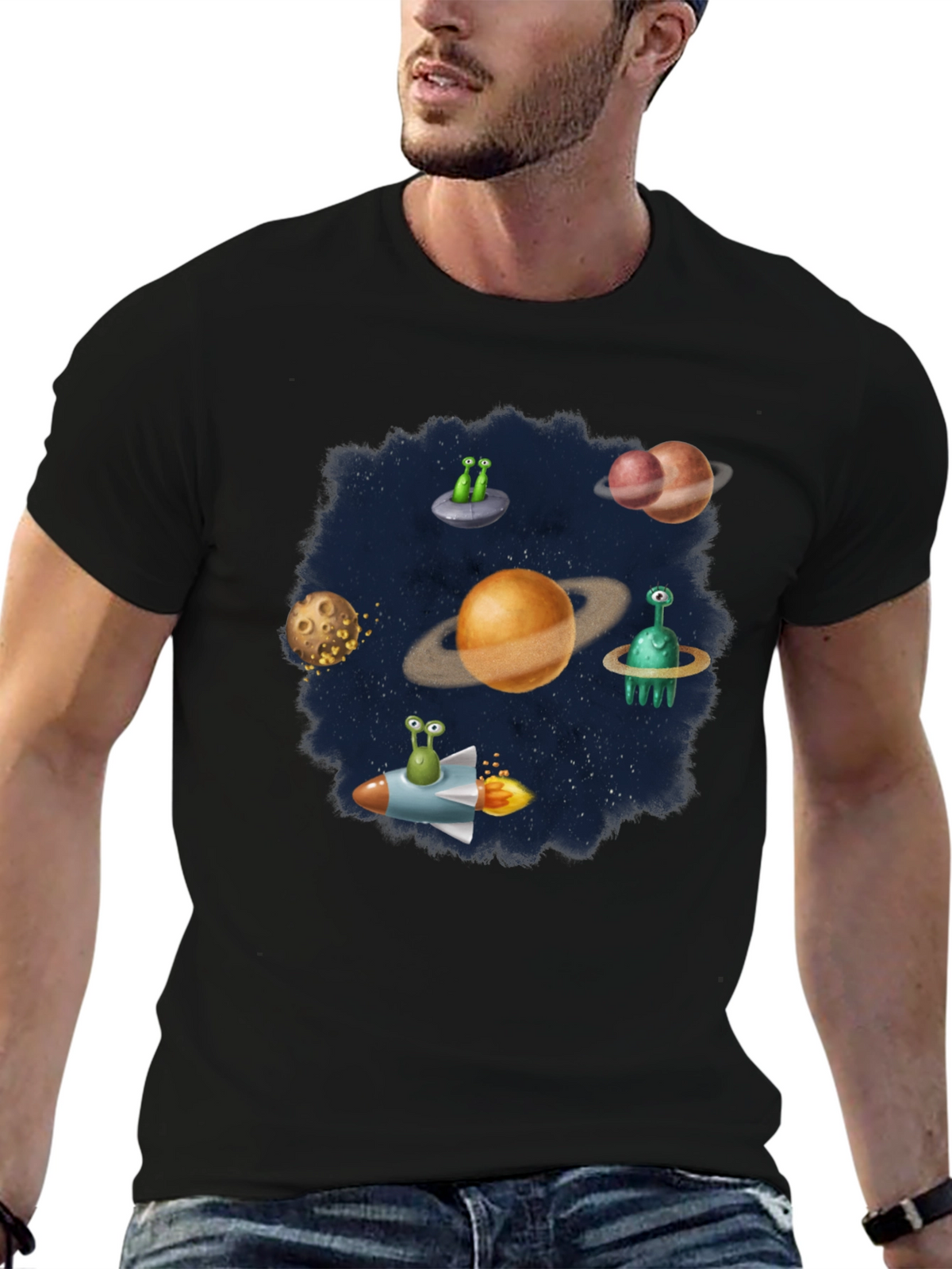 Space Alien Planet Graphic T-Shirt