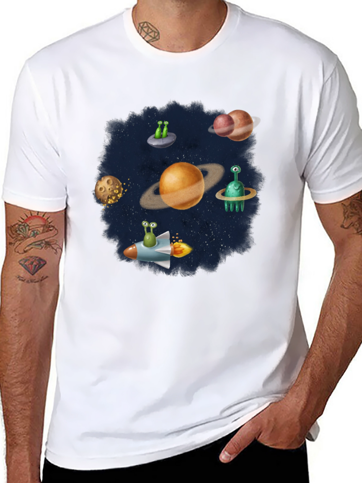 Space Alien Planet Graphic T-Shirt
