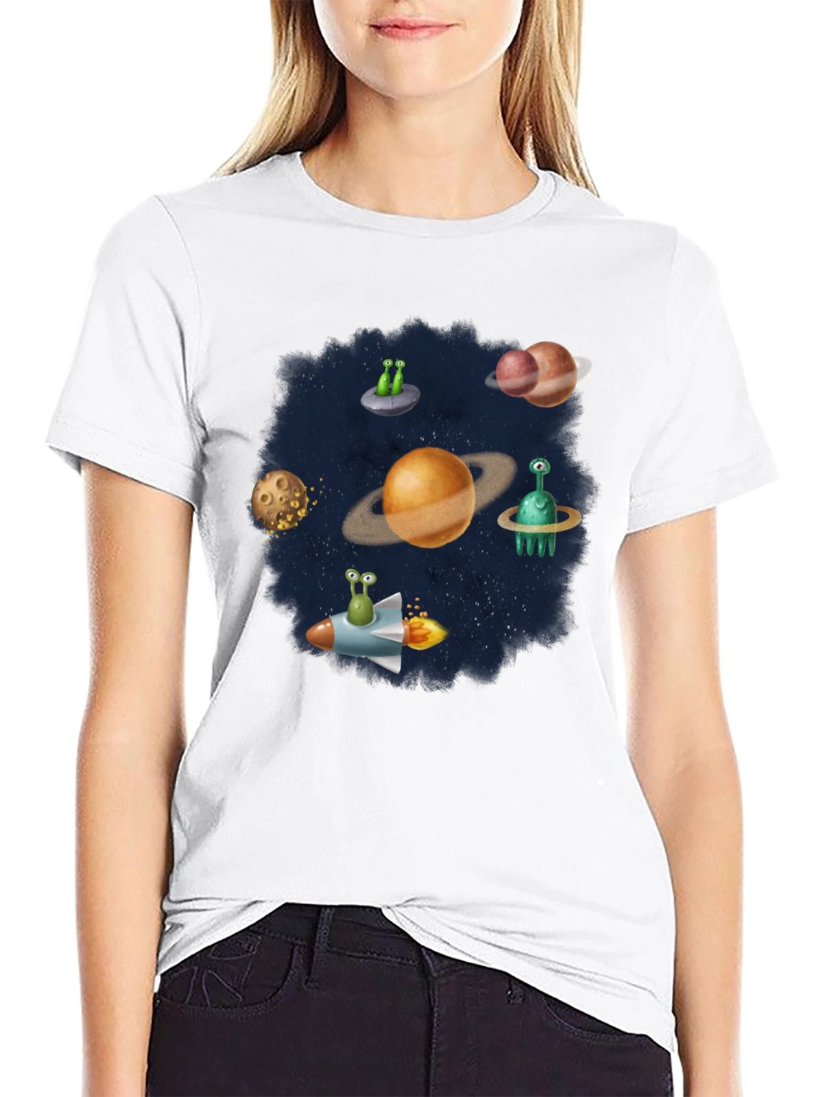 Space Alien Planet Graphic T-Shirt