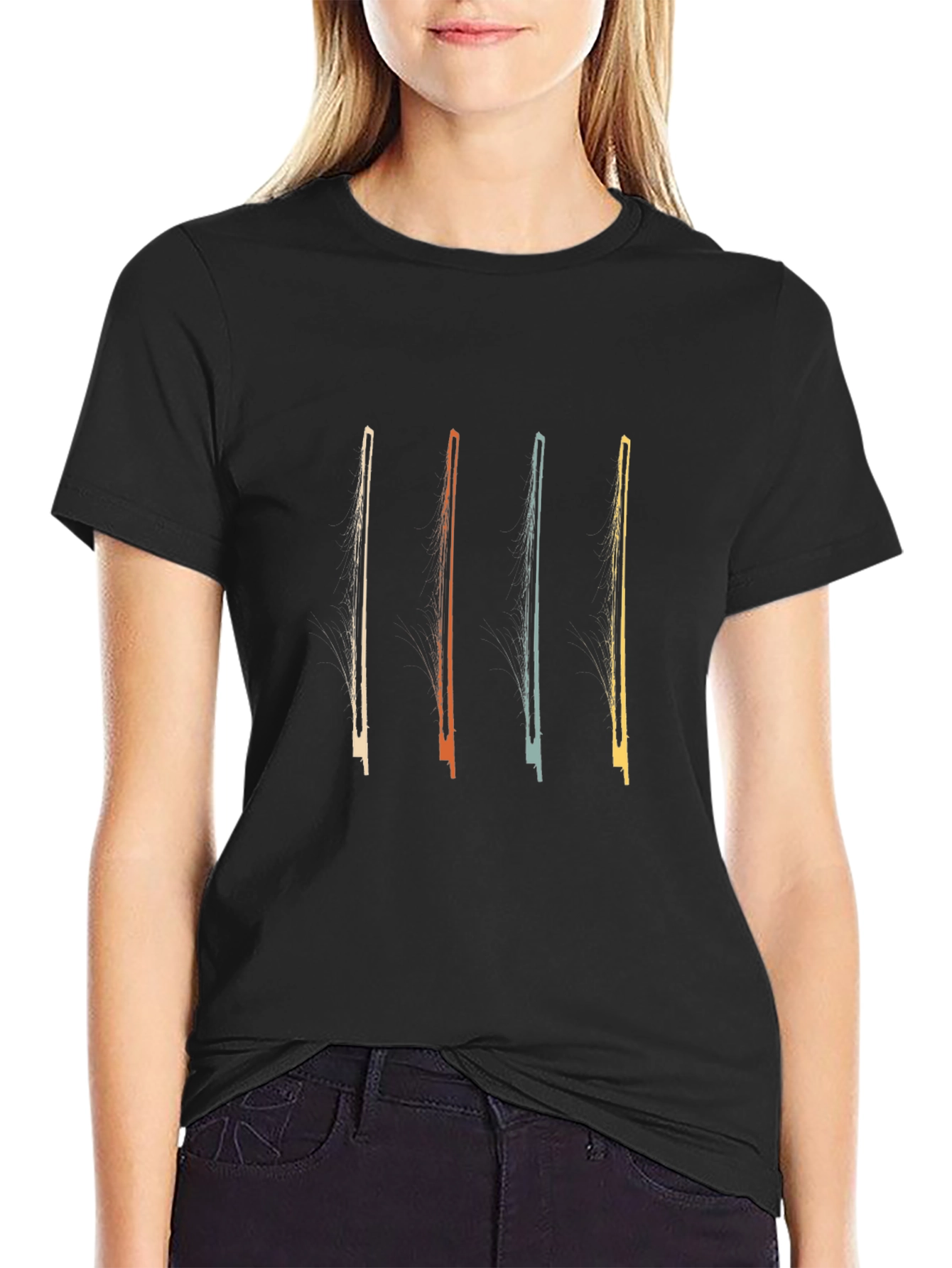 Retro Violin Bow Graphic T-Shirt