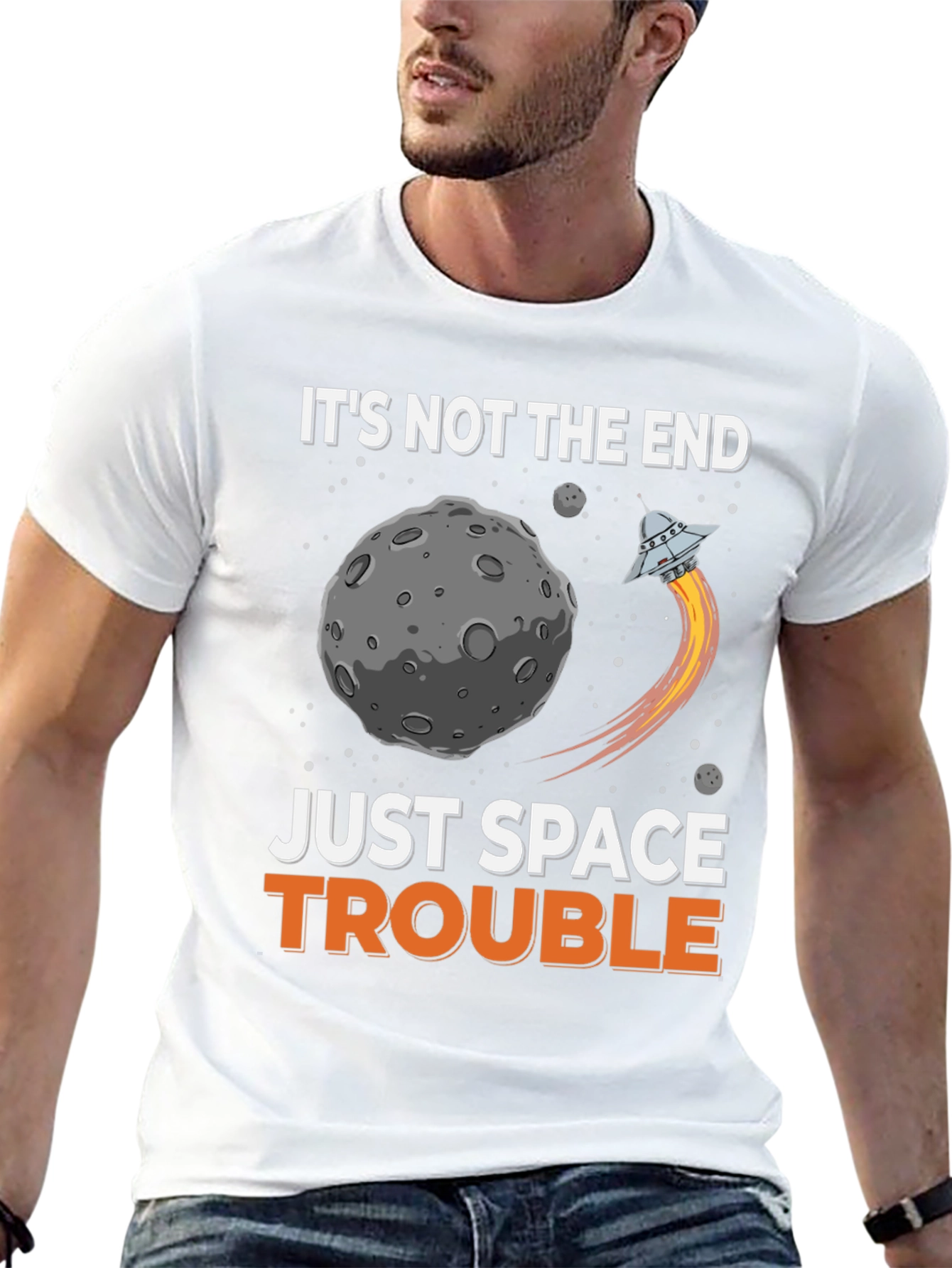 Space Trouble Graphic T-Shirt - Sci-Fi Humor Tee
