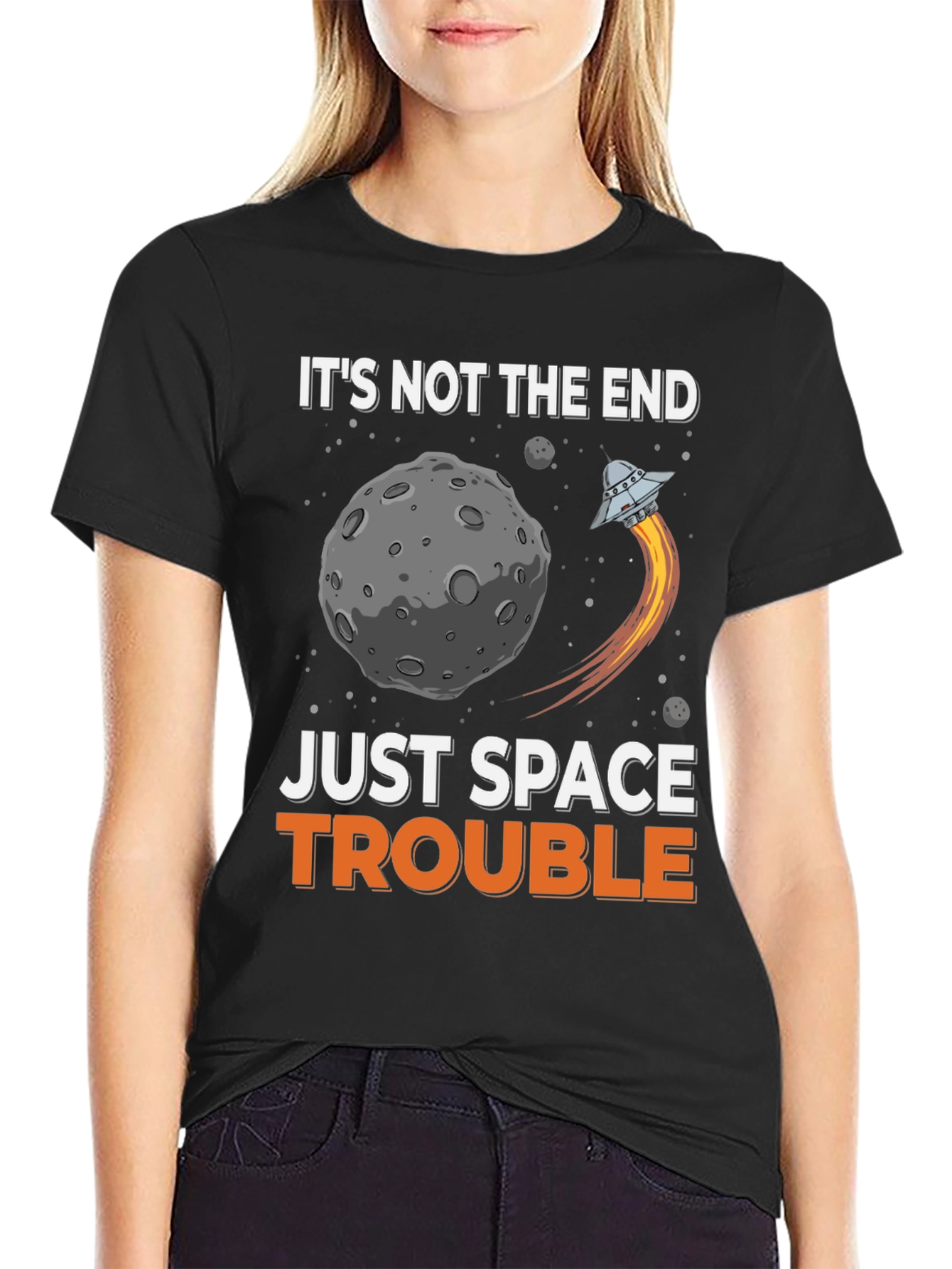 Space Trouble Graphic T-Shirt - Sci-Fi Humor Tee