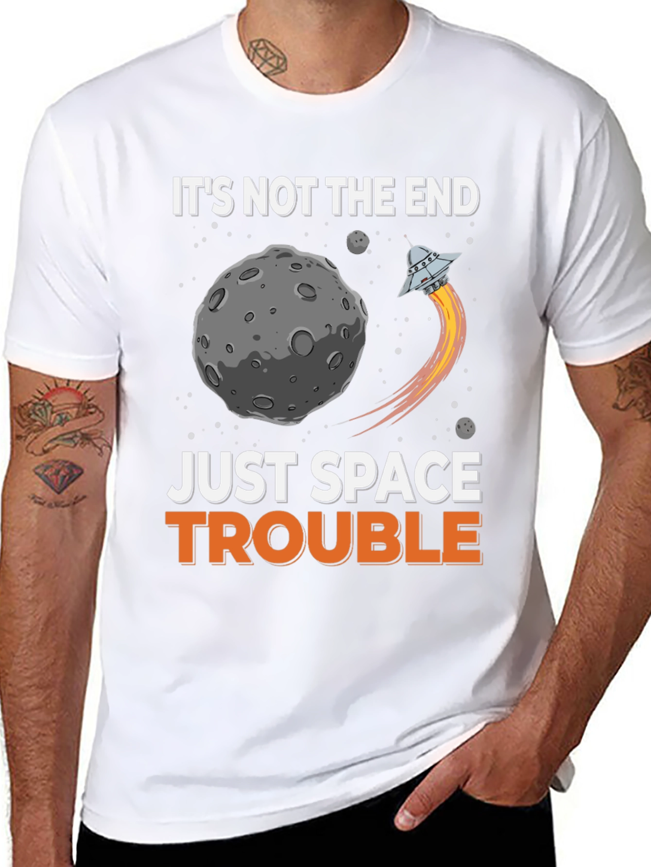 Space Trouble Graphic T-Shirt - Sci-Fi Humor Tee