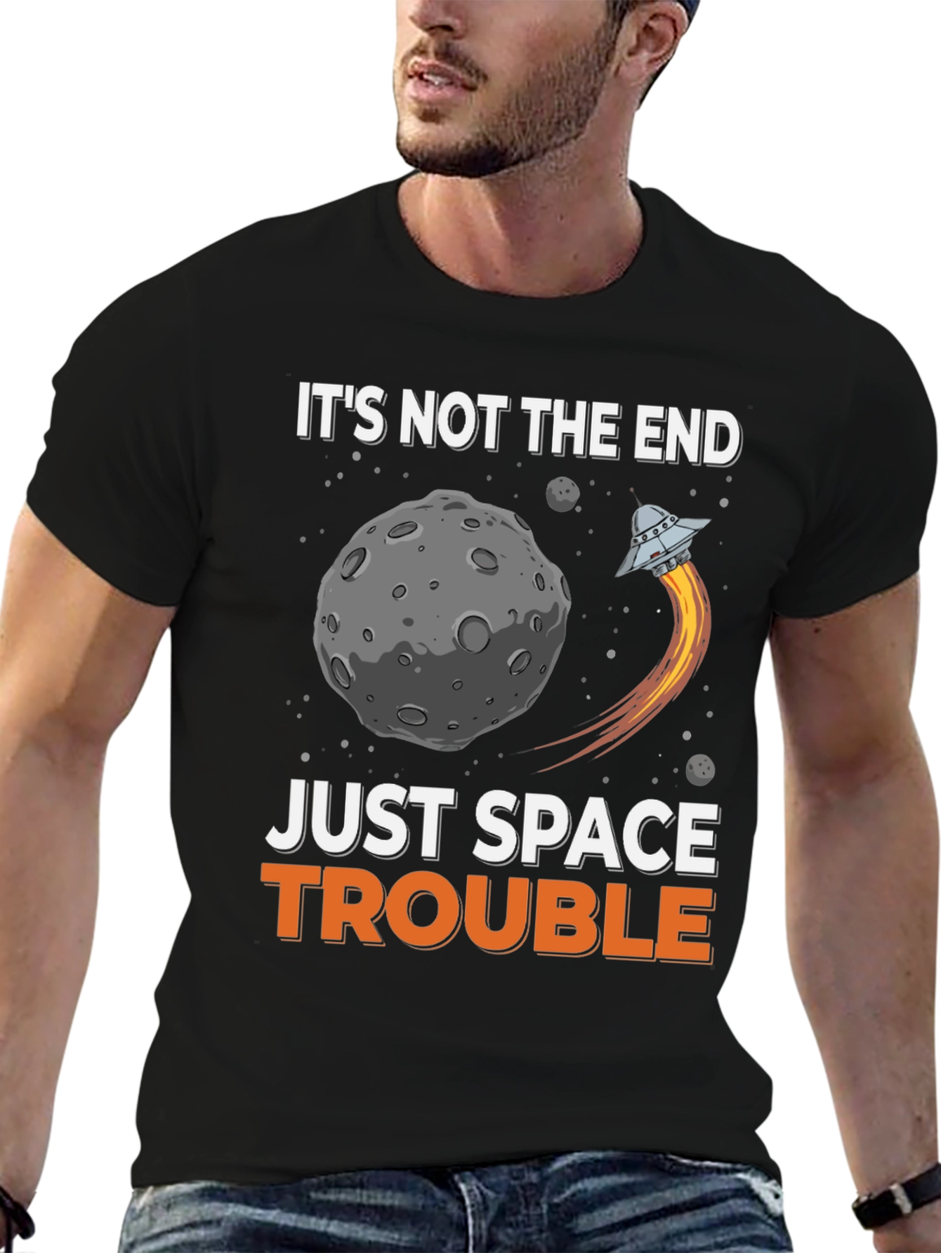 Space Trouble Graphic T-Shirt - Sci-Fi Humor Tee