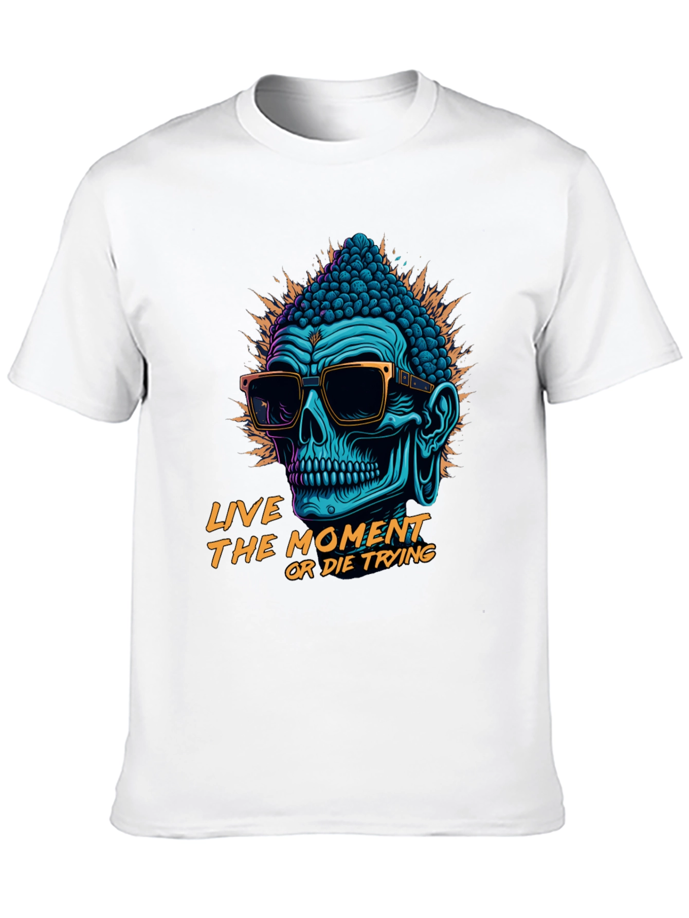 Skull Buddha Graphic T-Shirt - Live The Moment