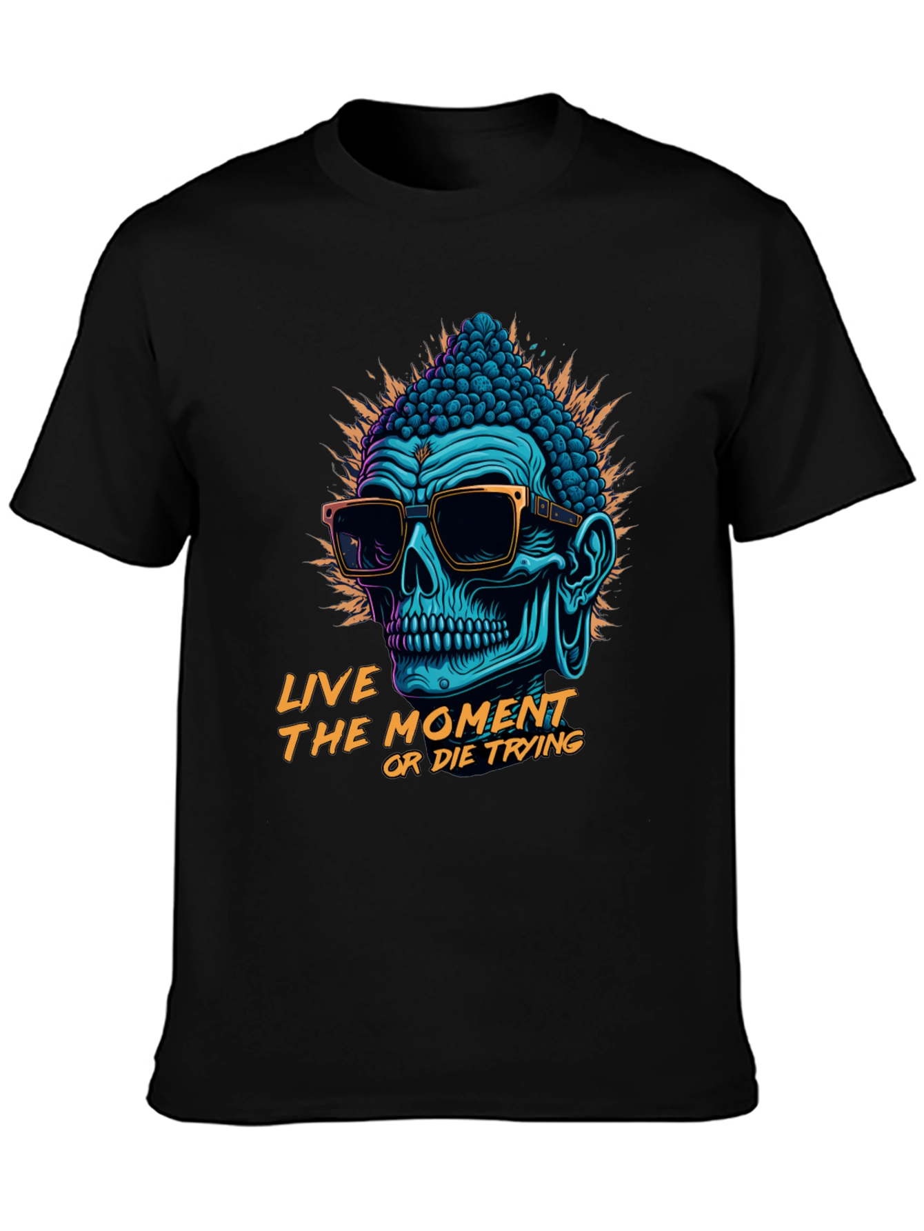 Skull Buddha Graphic T-Shirt - Live The Moment