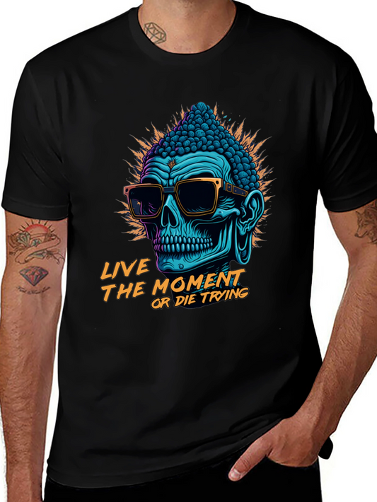 Skull Buddha Graphic T-Shirt - Live The Moment