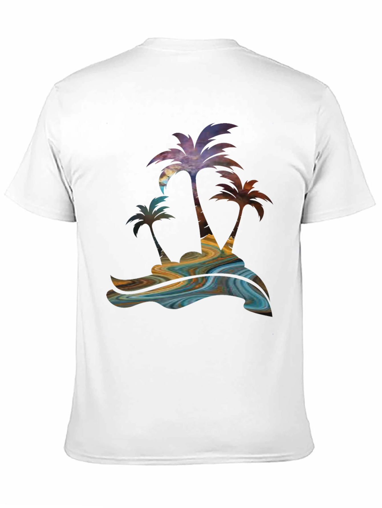 Tropical Palm Tree Graphic Mens Black Tee