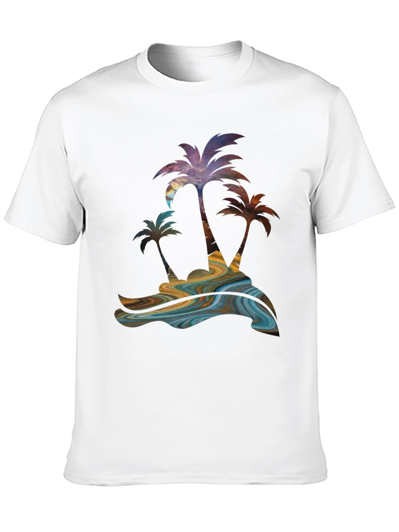 Tropical Palm Tree Graphic Mens Black Tee