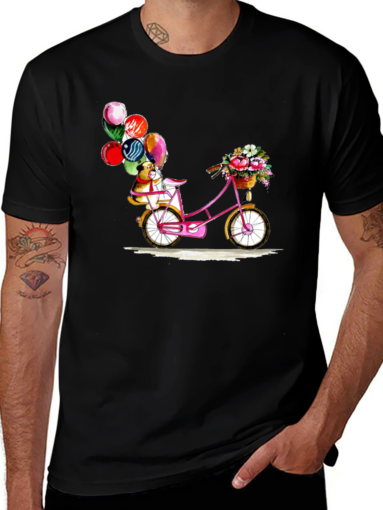 Dog on Bicycle with Balloons T-Shirt