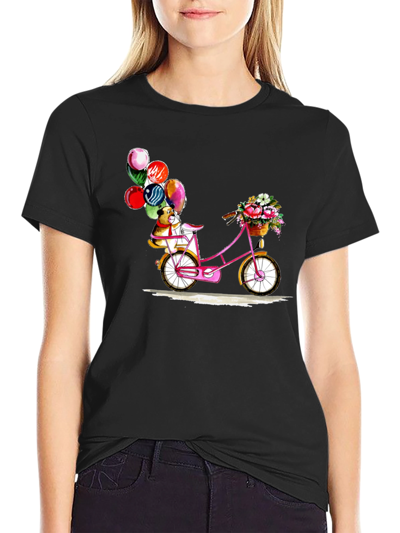 Dog on Bicycle with Balloons T-Shirt