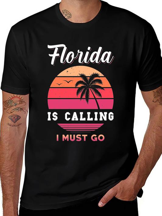 Florida Calling T-Shirt - Tropical Palm Tree Sunset Tee