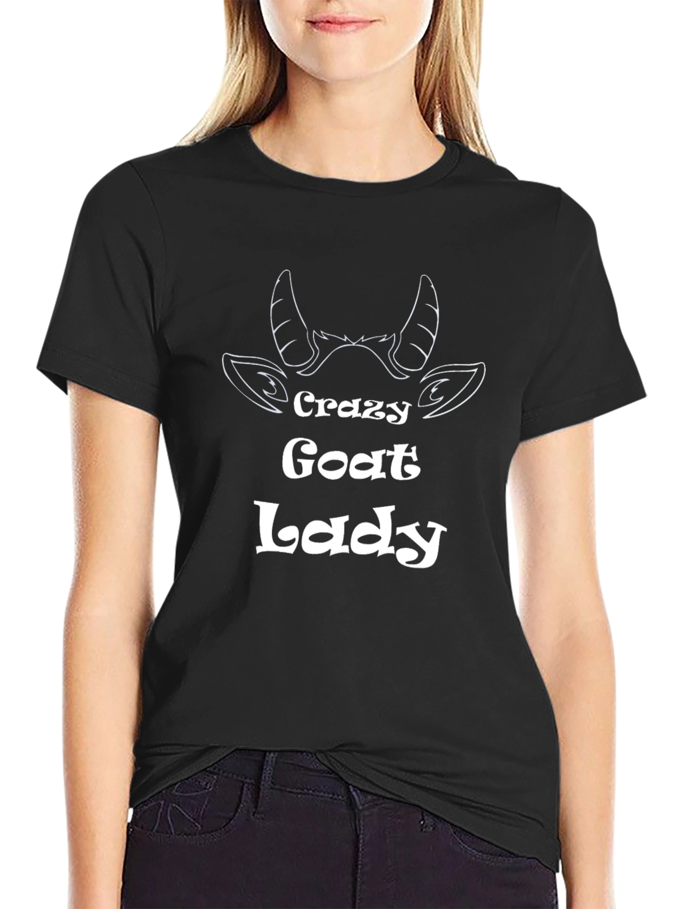 Crazy Goat Lady T-Shirt - Black Cotton Tee