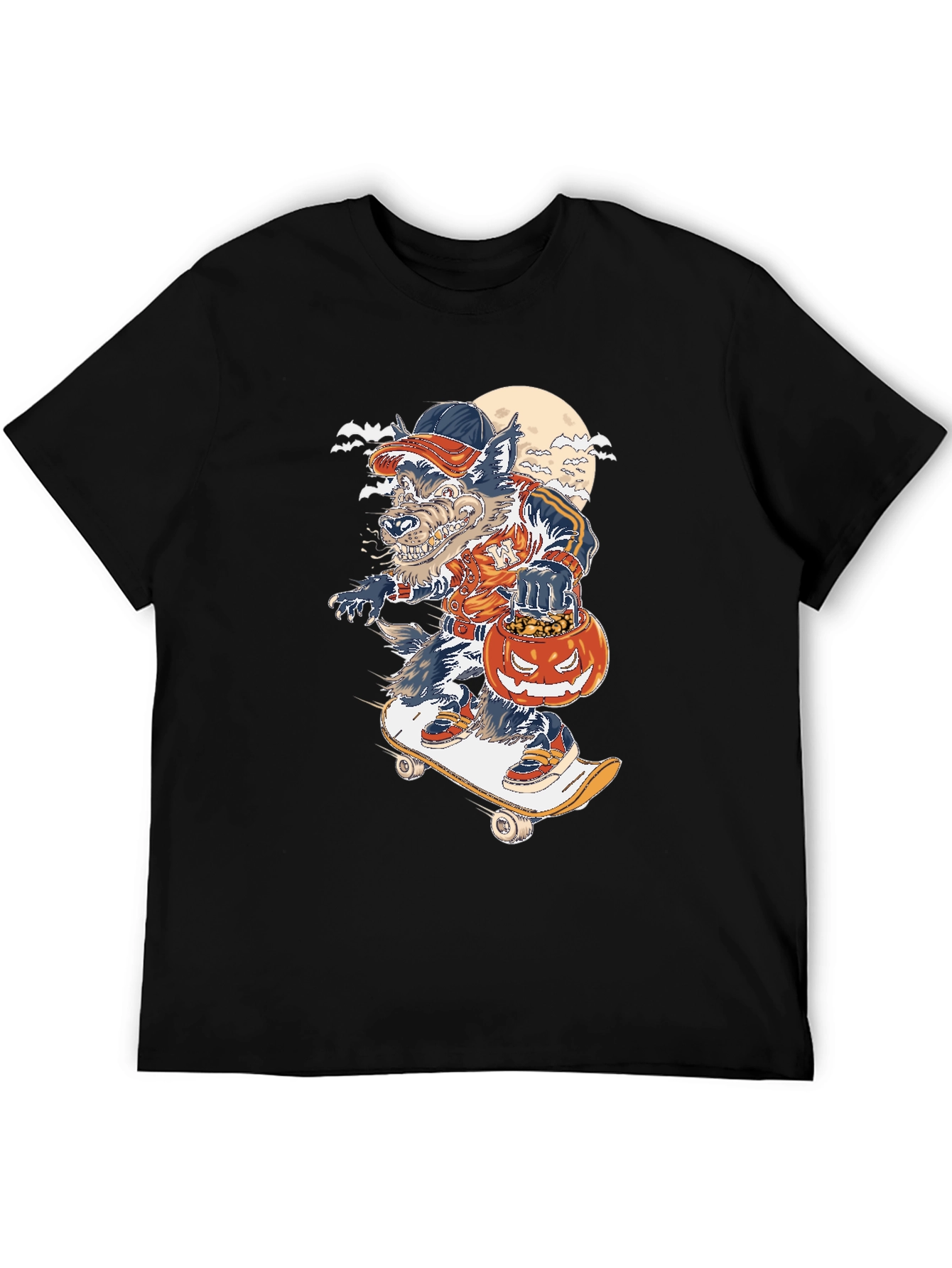 Skateboarding Werewolf Graphic T-Shirt