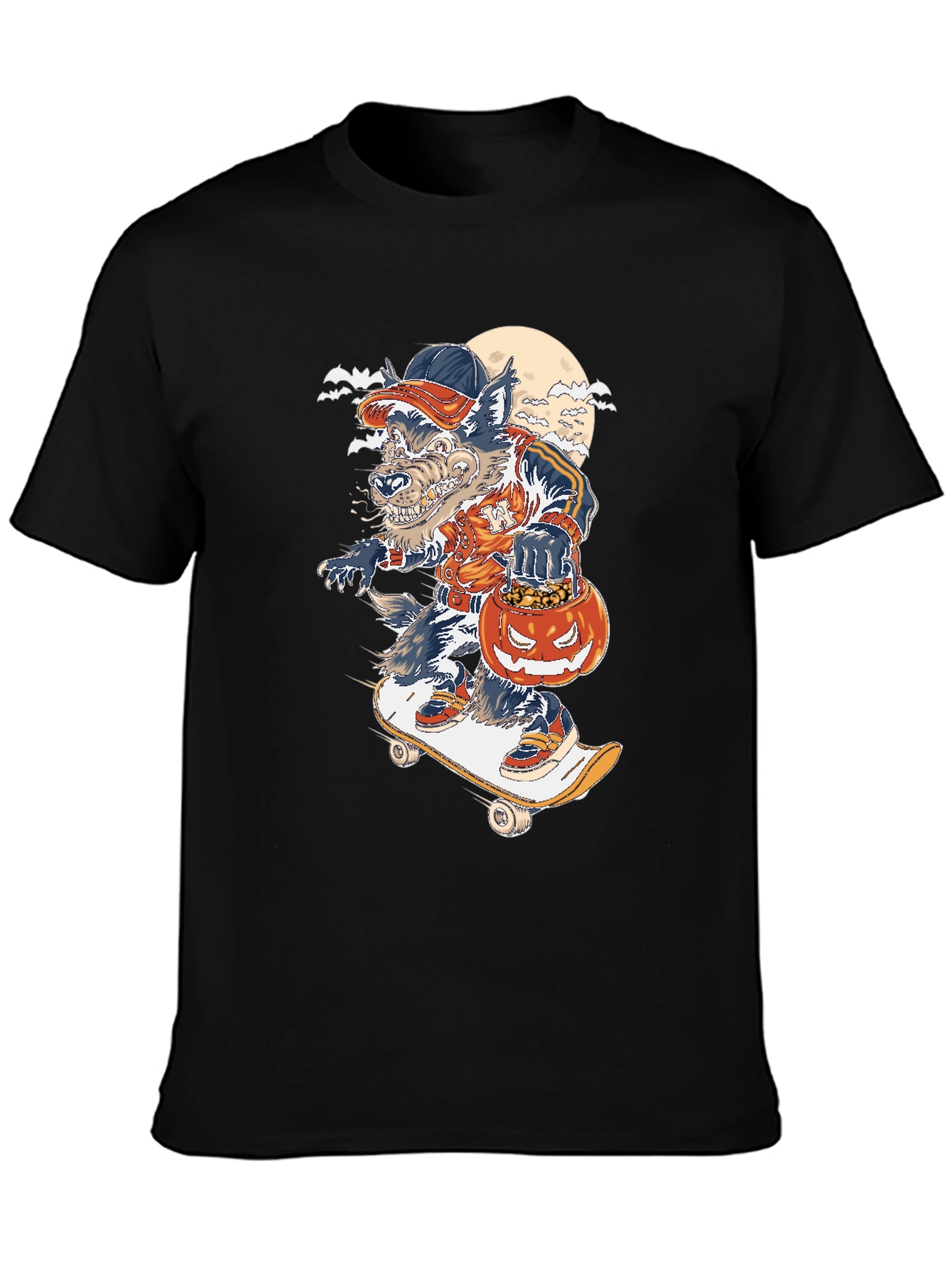Skateboarding Werewolf Graphic T-Shirt