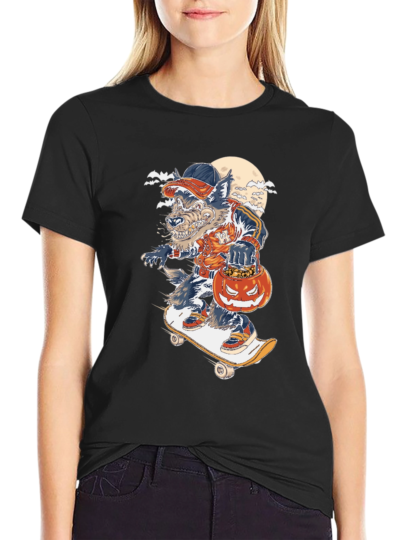 Skateboarding Werewolf Graphic T-Shirt