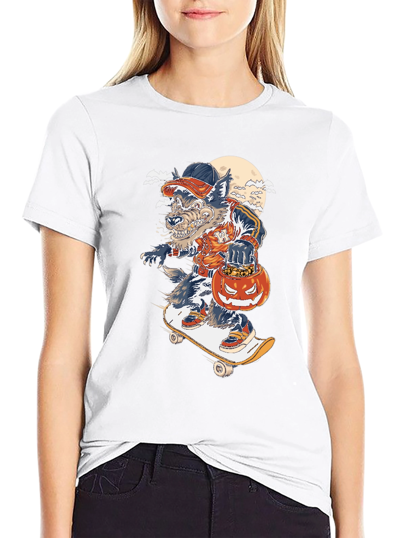 Skateboarding Werewolf Graphic T-Shirt