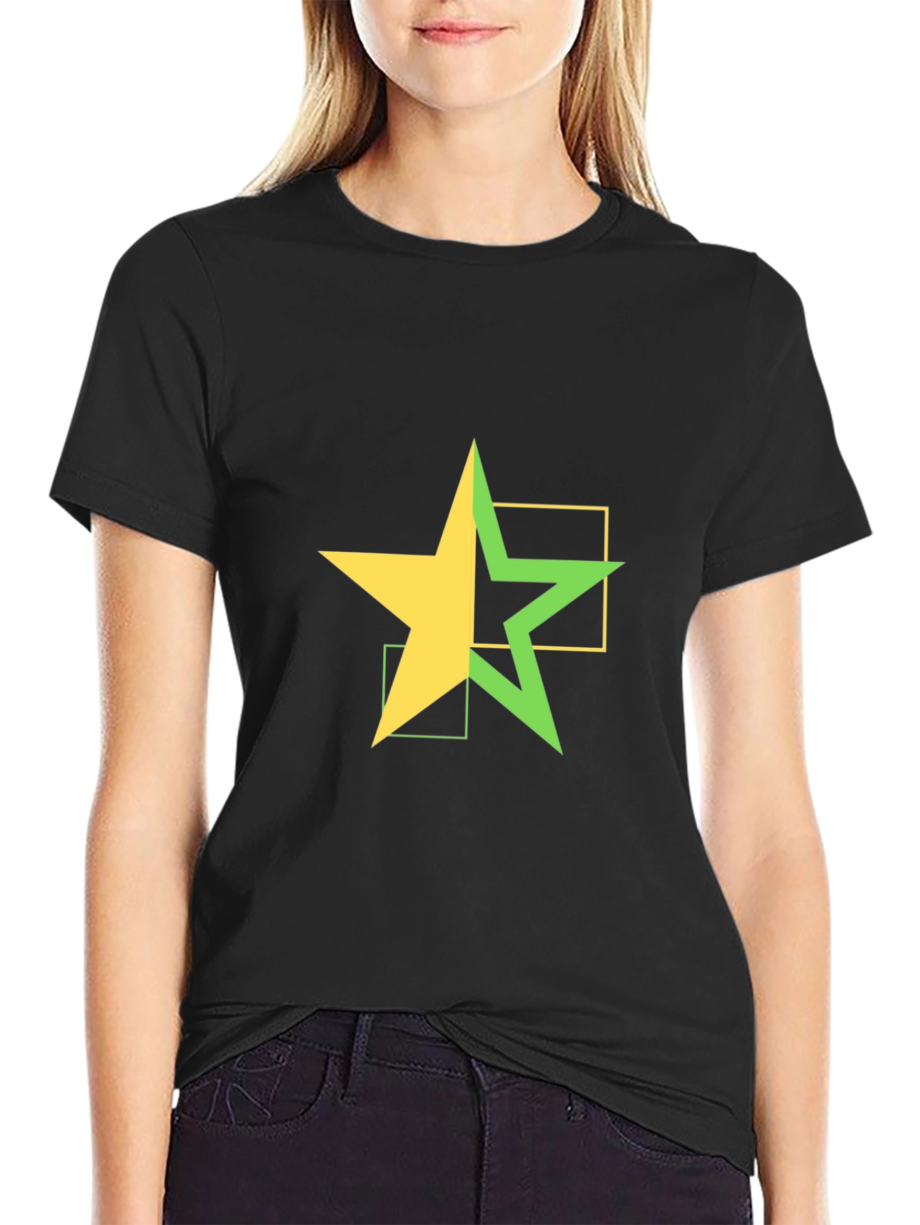 Modern Star Graphic Tee - Black