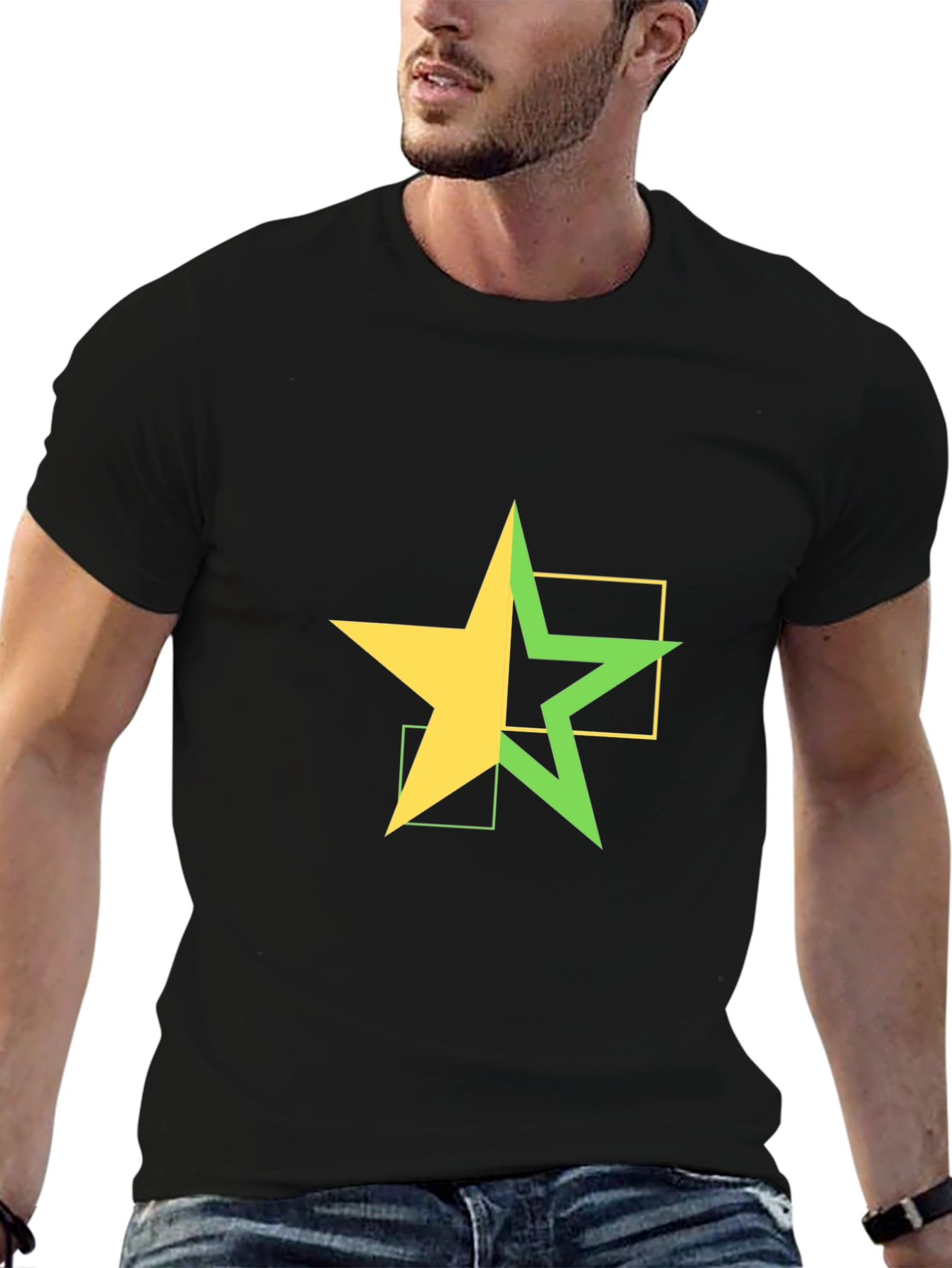 Modern Star Graphic Tee - Black