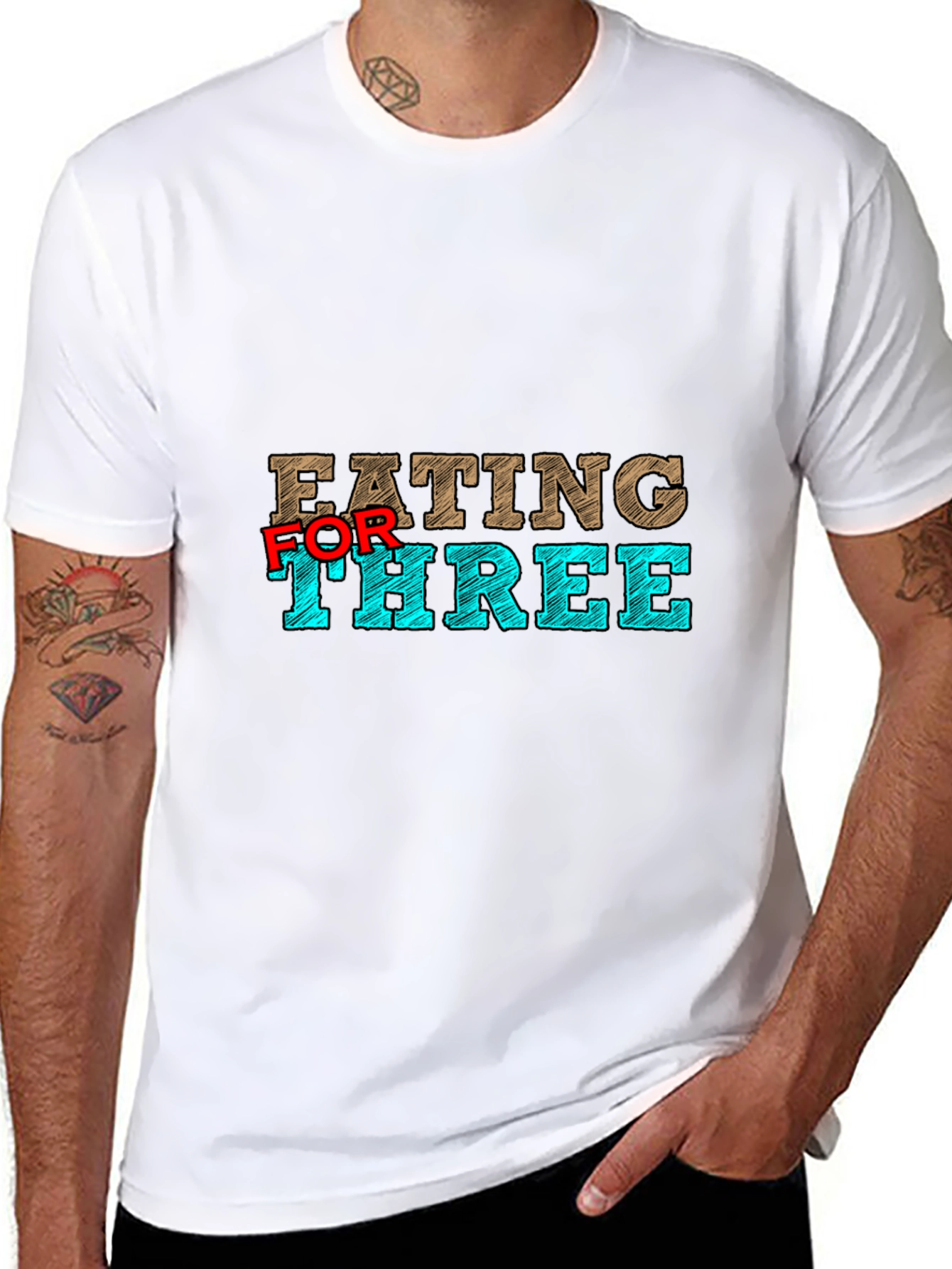 Eating For Three T-Shirt - Maternity Humor