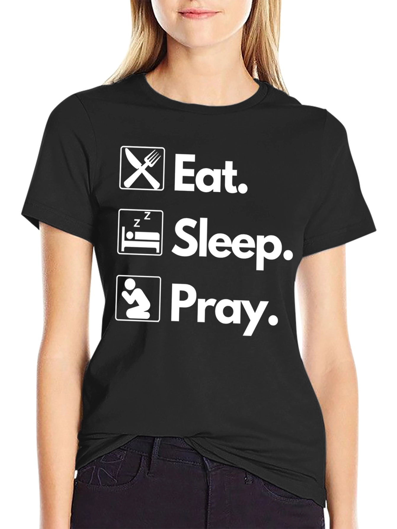 Eat Sleep Pray Graphic Tee - Mens Black T-Shirt