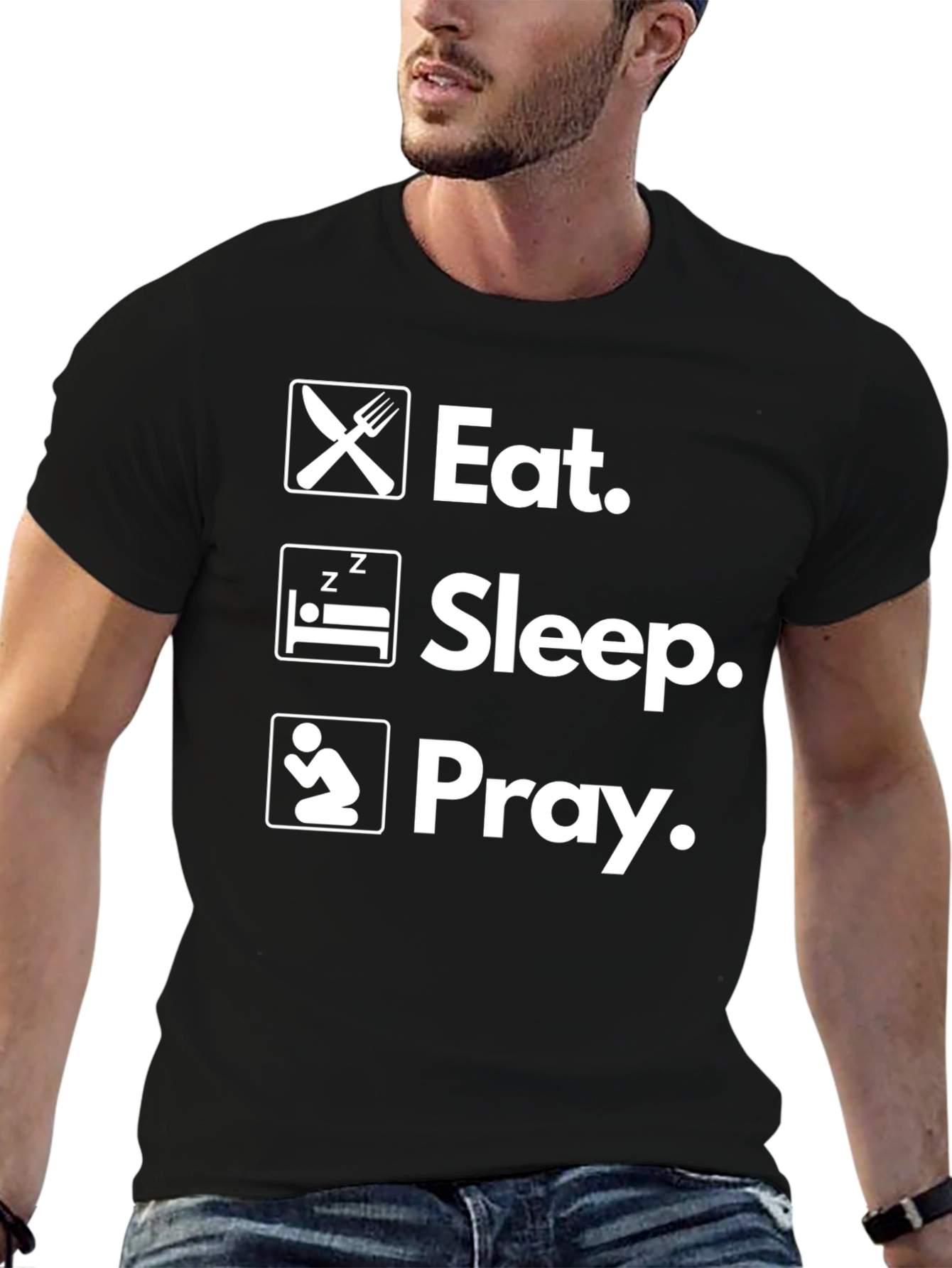 Eat Sleep Pray Graphic Tee - Mens Black T-Shirt