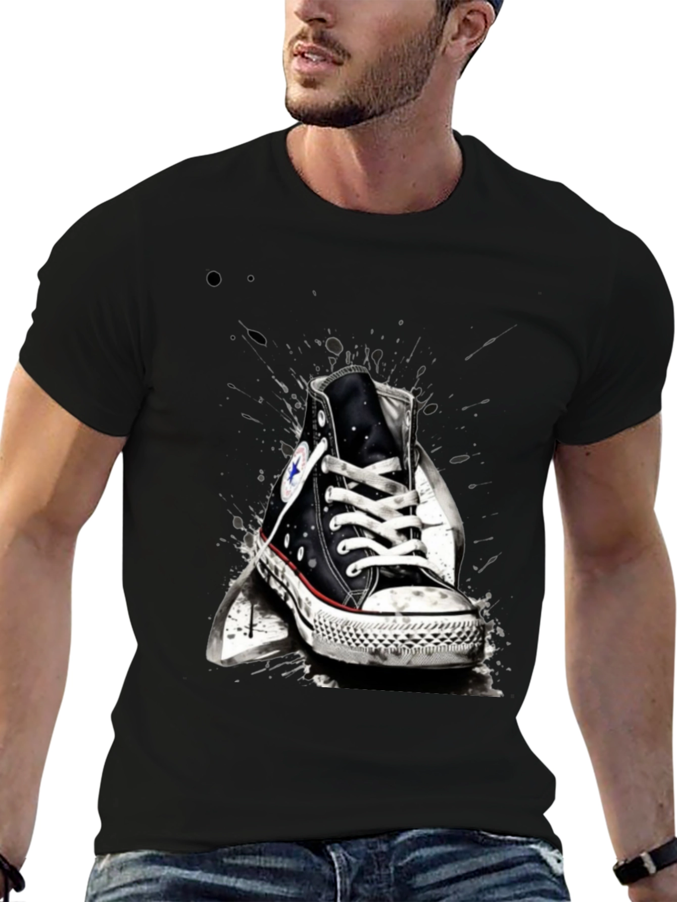 Sneaker Graphic T-Shirt - Casual Black Tee
