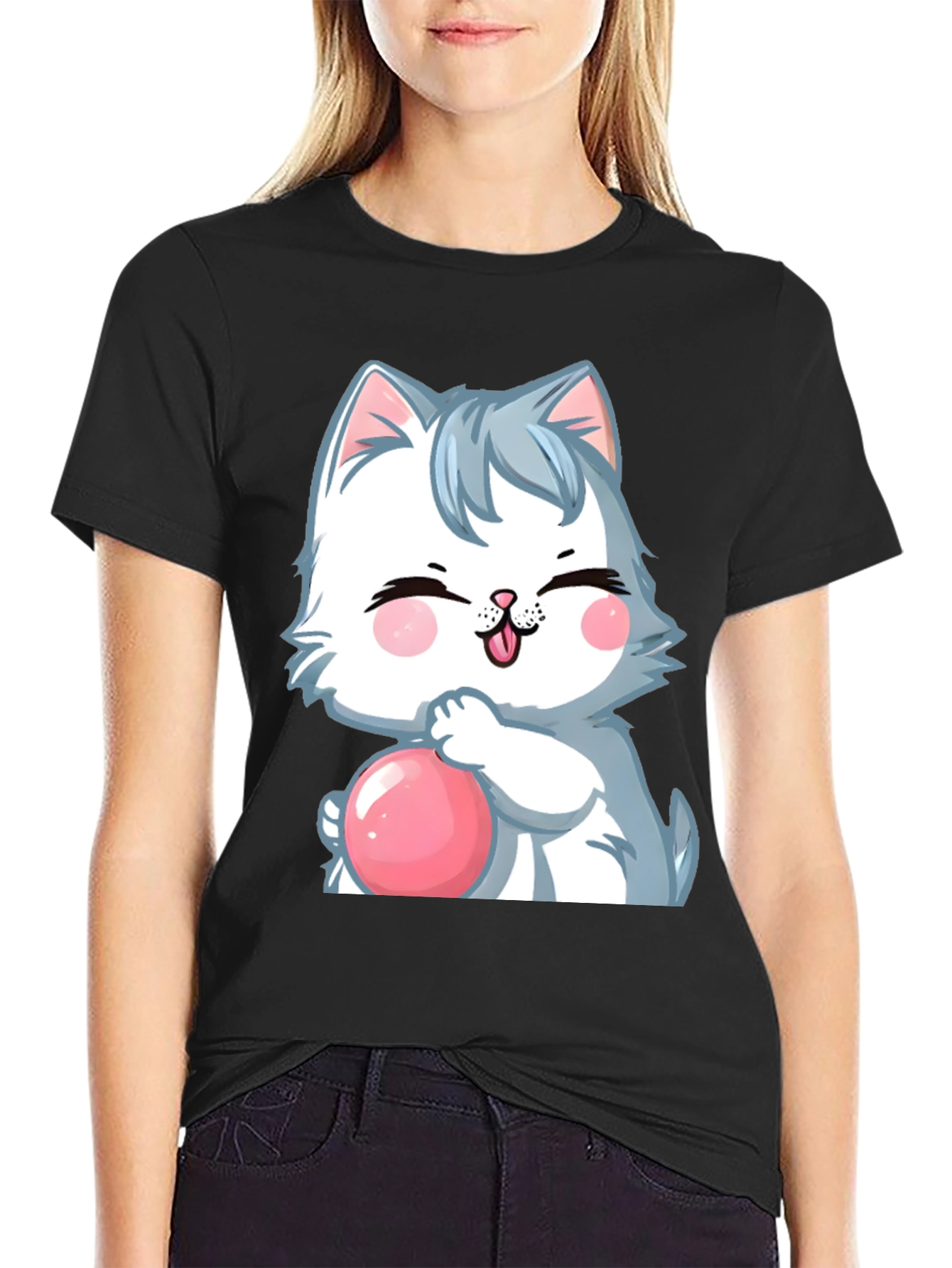 Cartoon Cat Bubble T-Shirt