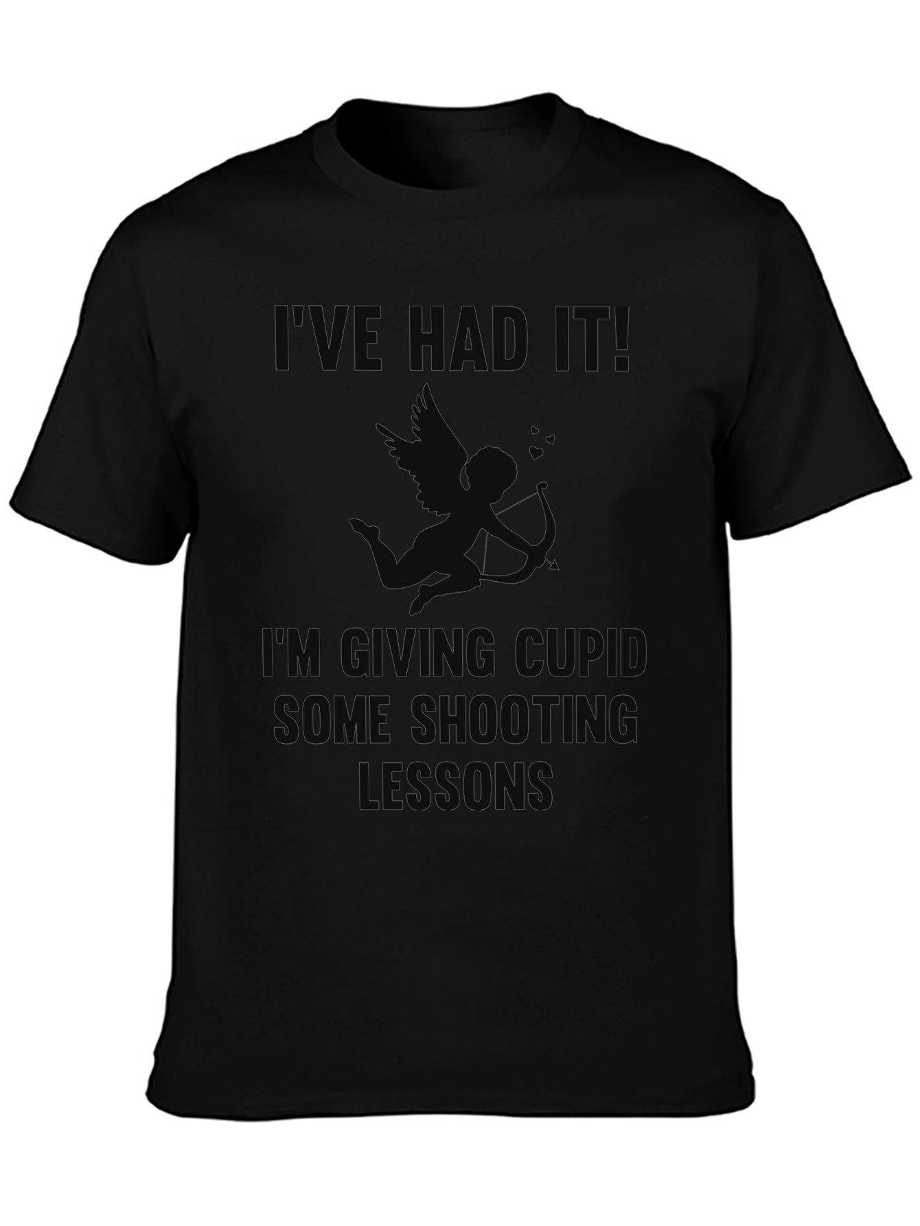 Humorous Cupid Shooting Lessons Black T-Shirt