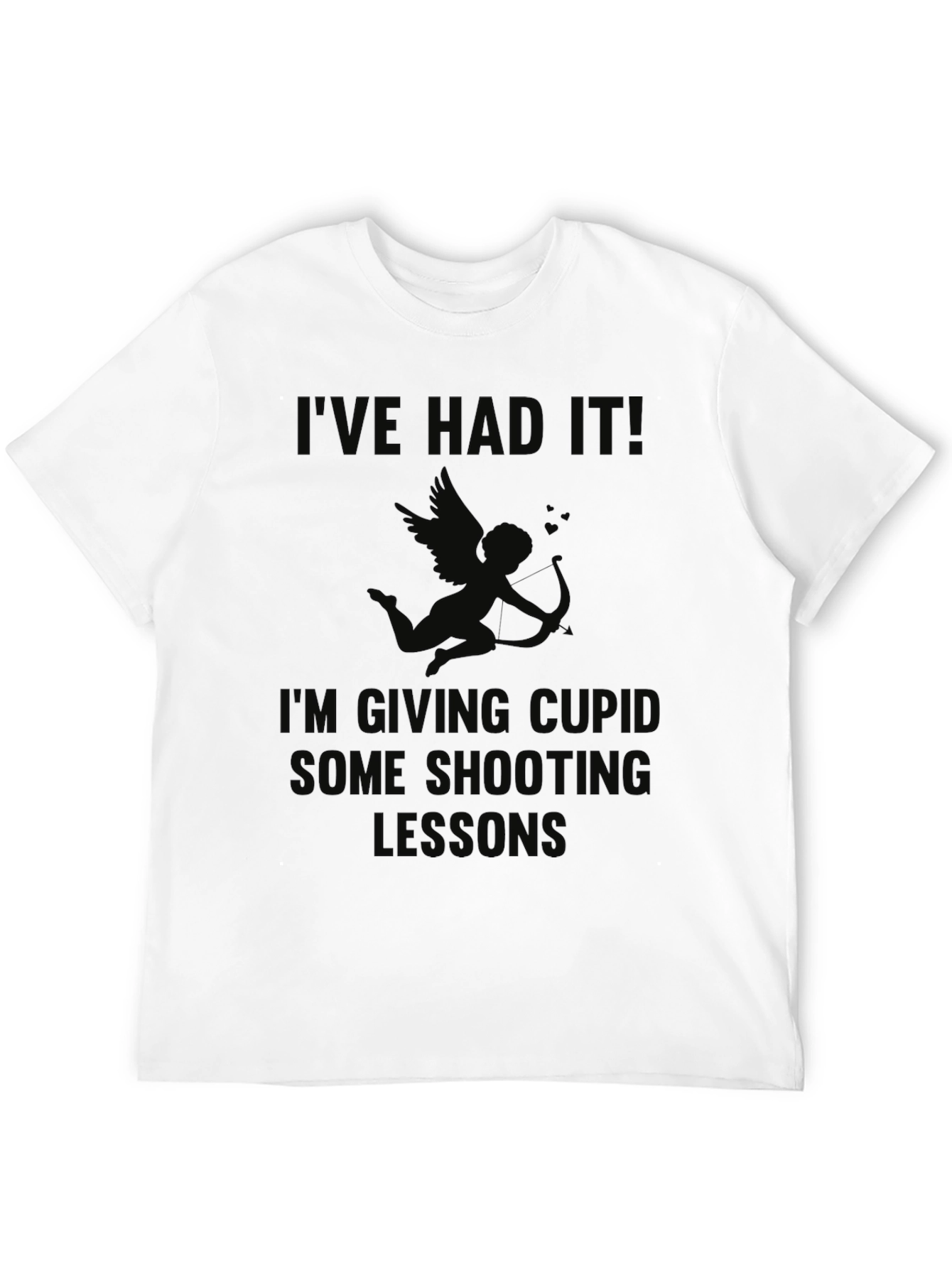 Humorous Cupid Shooting Lessons Black T-Shirt