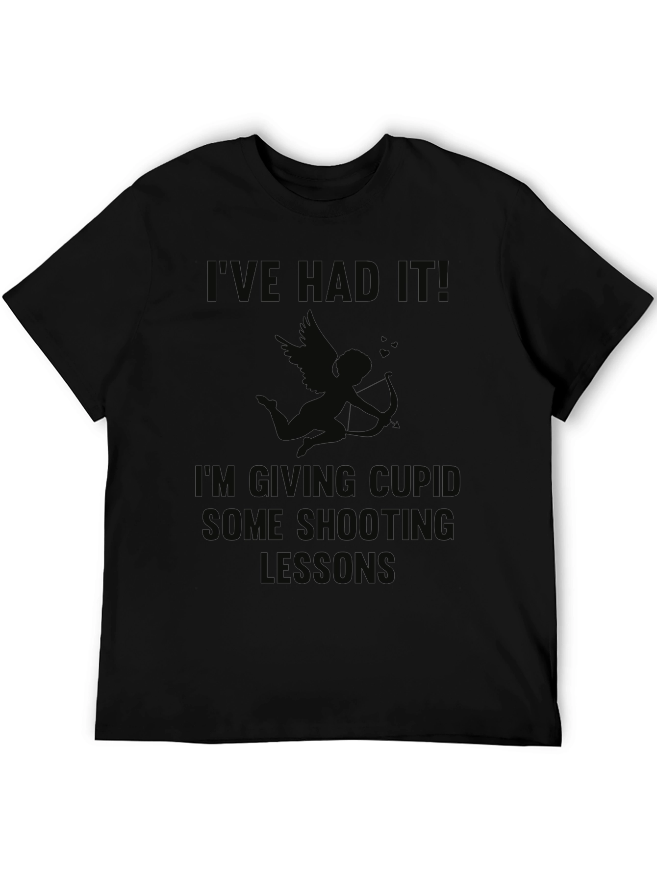 Humorous Cupid Shooting Lessons Black T-Shirt