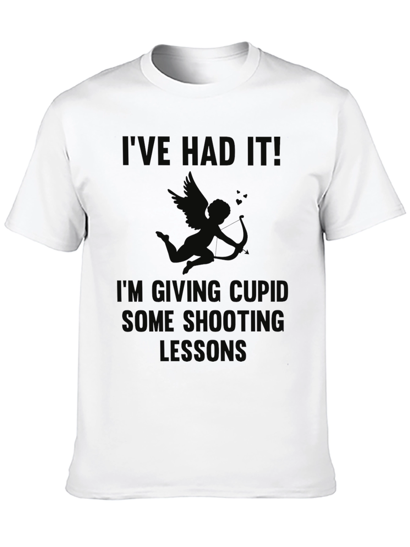 Humorous Cupid Shooting Lessons Black T-Shirt