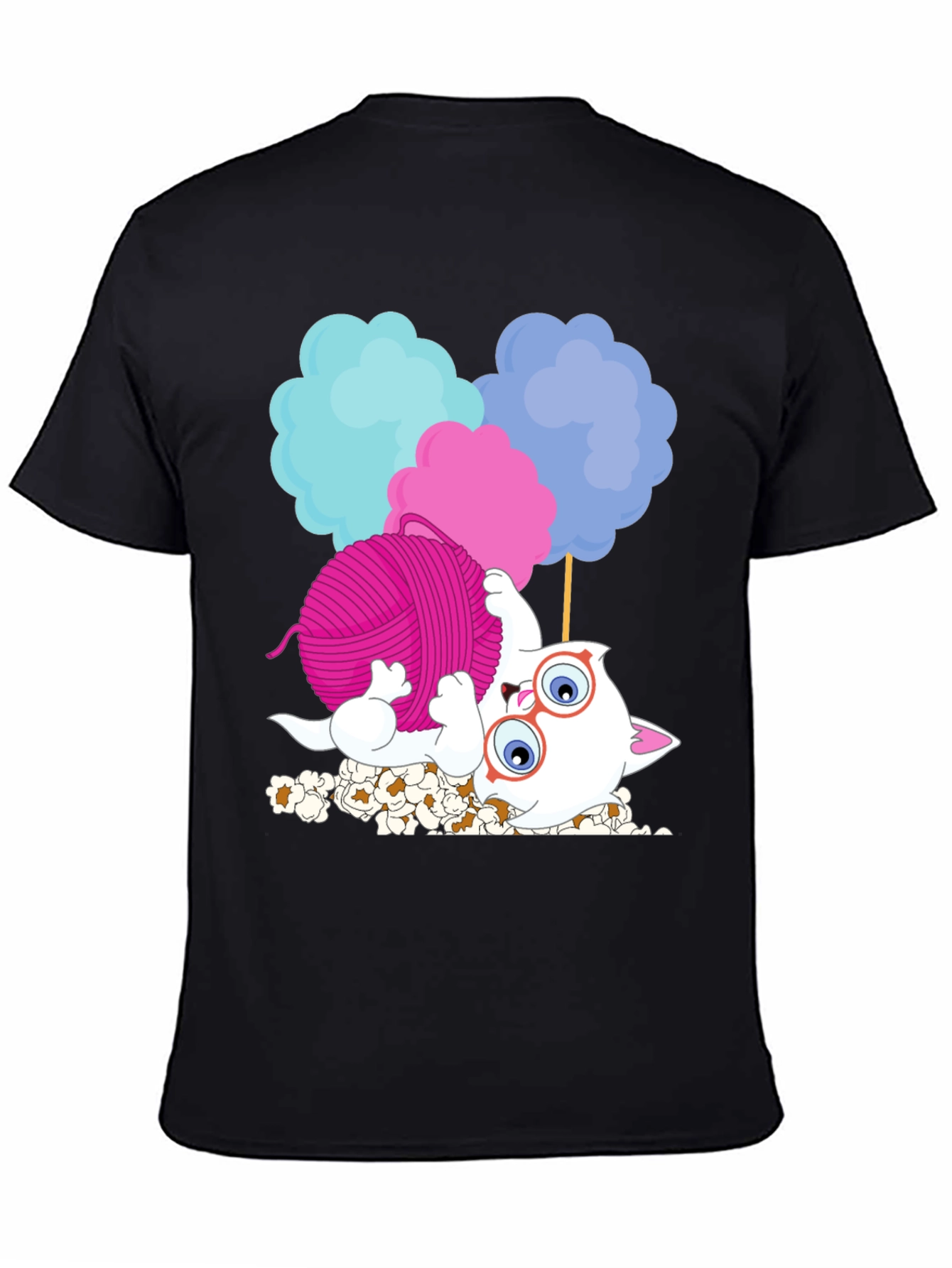 Funny Cat Yarn Cotton Candy Graphic T-Shirt