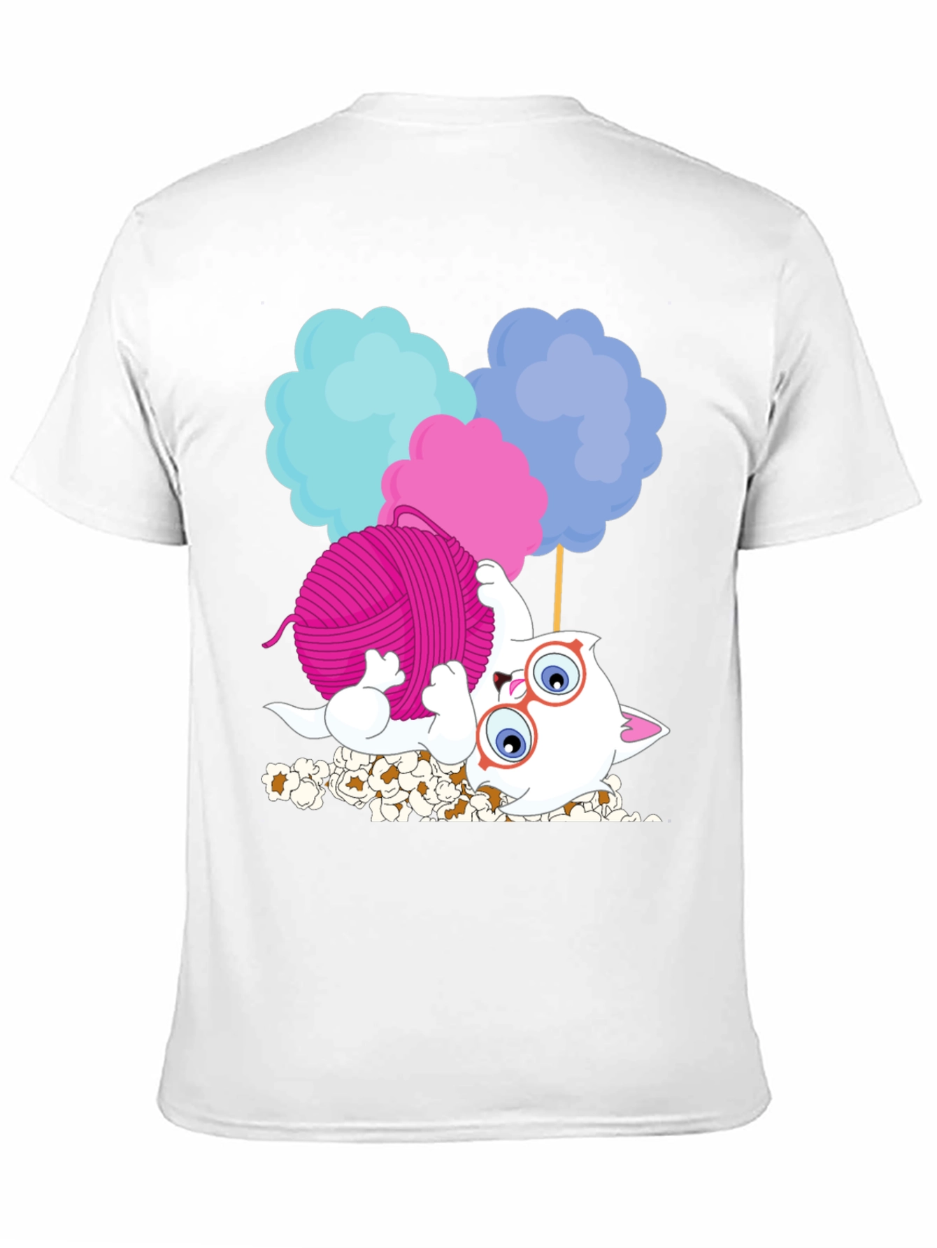 Funny Cat Yarn Cotton Candy Graphic T-Shirt