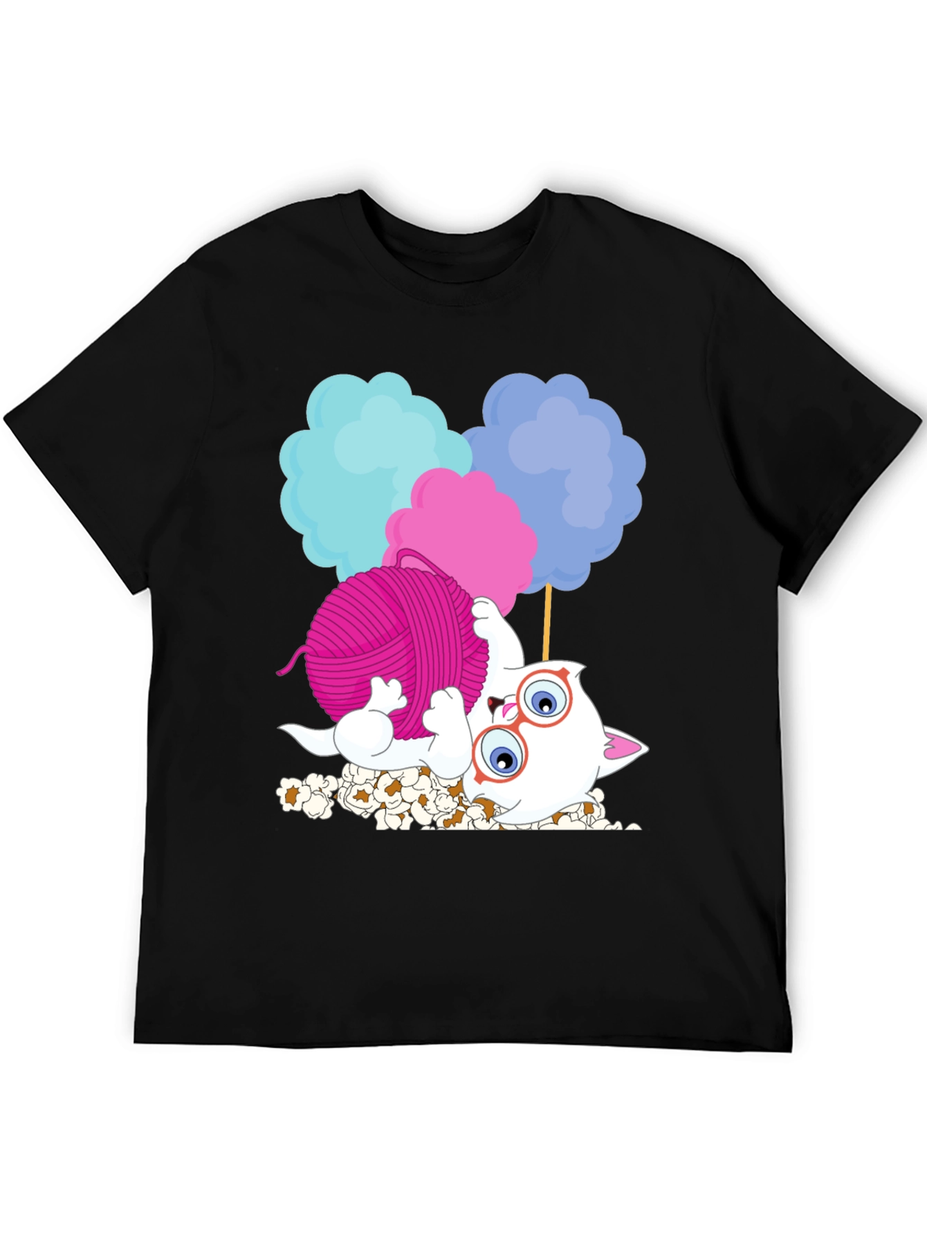Funny Cat Yarn Cotton Candy Graphic T-Shirt