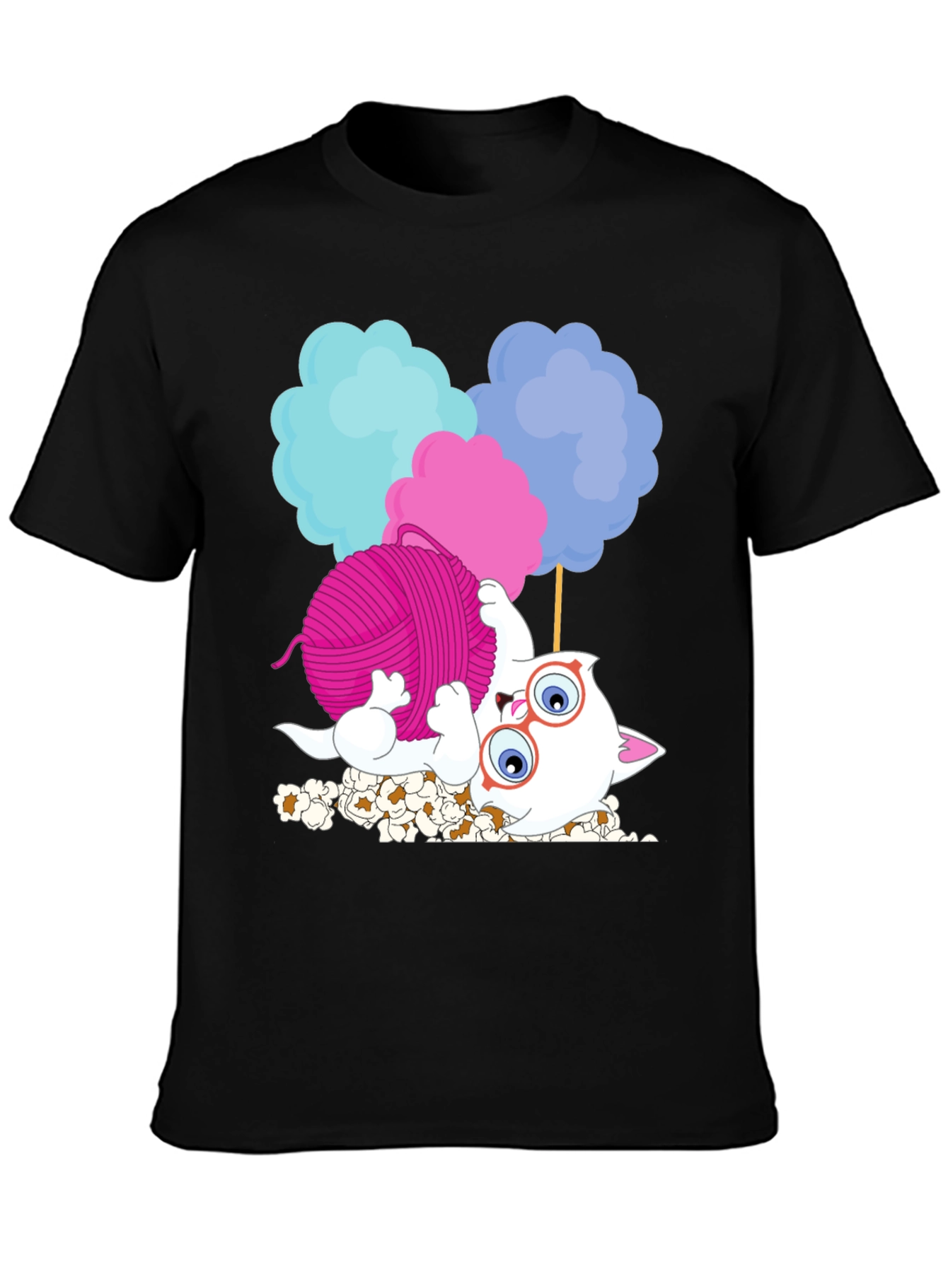Funny Cat Yarn Cotton Candy Graphic T-Shirt