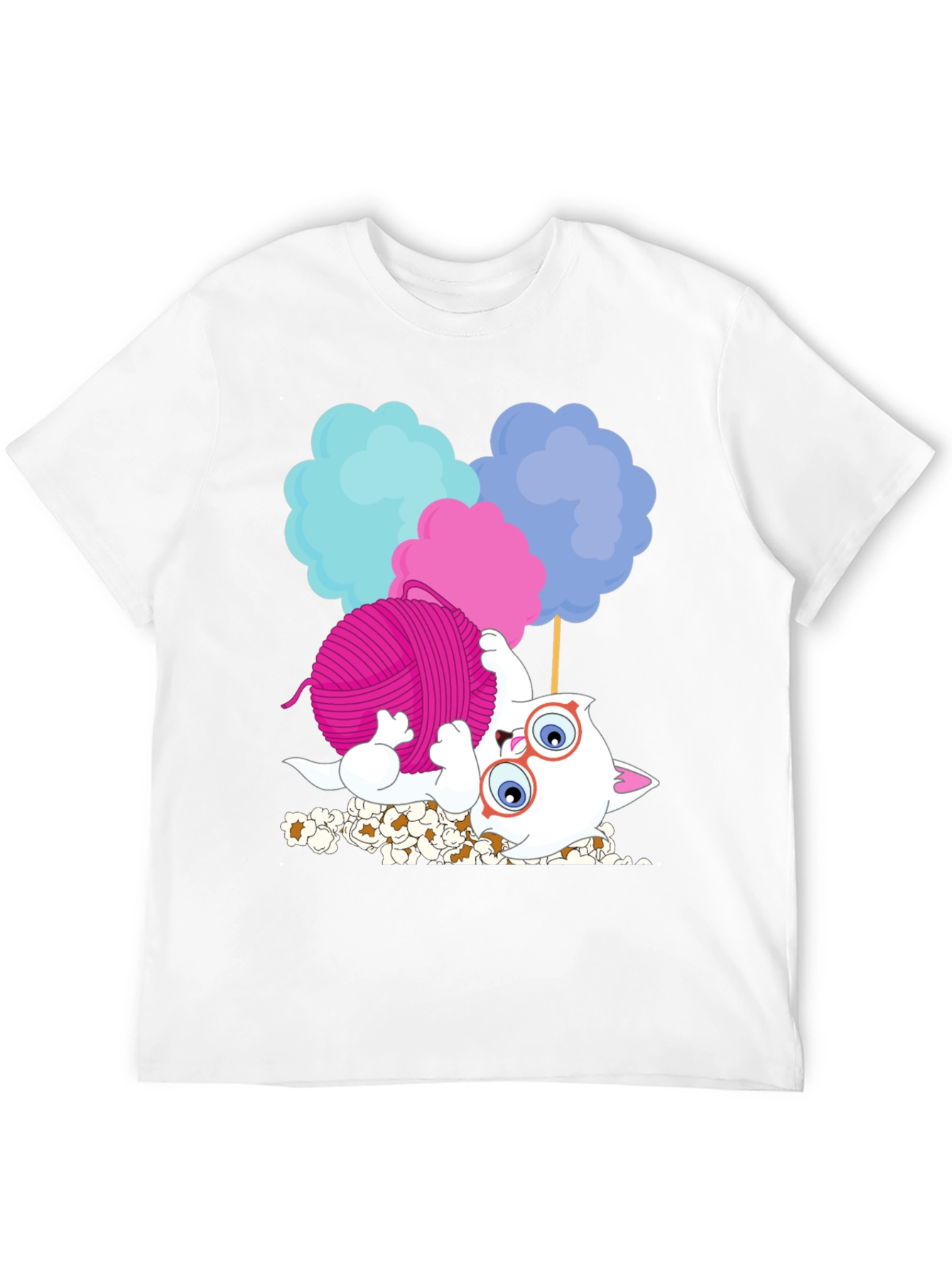 Funny Cat Yarn Cotton Candy Graphic T-Shirt