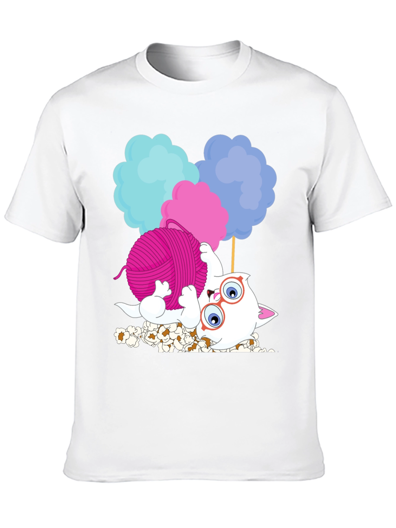 Funny Cat Yarn Cotton Candy Graphic T-Shirt