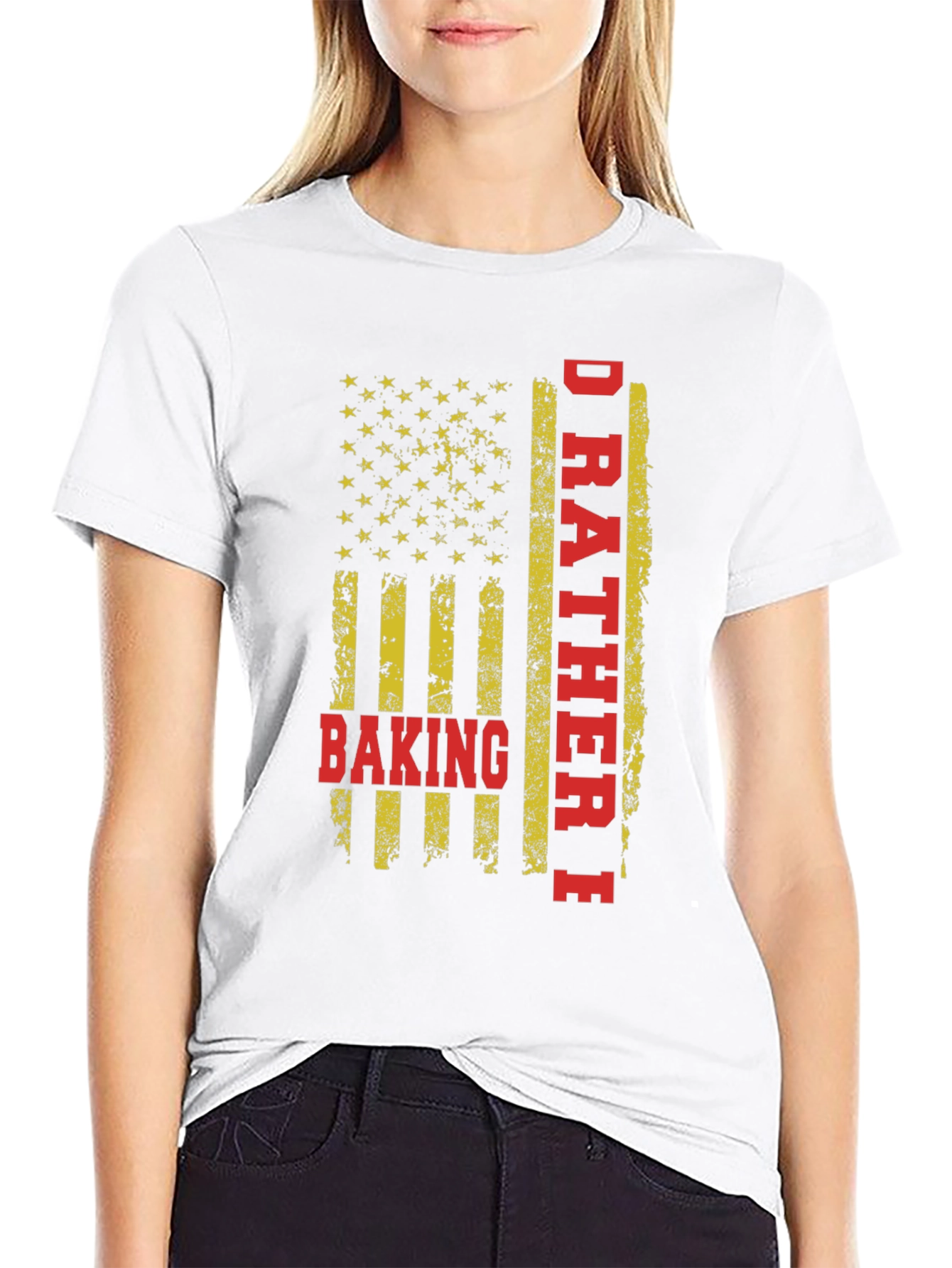 Id Rather Be Baking T-Shirt - American Flag Design