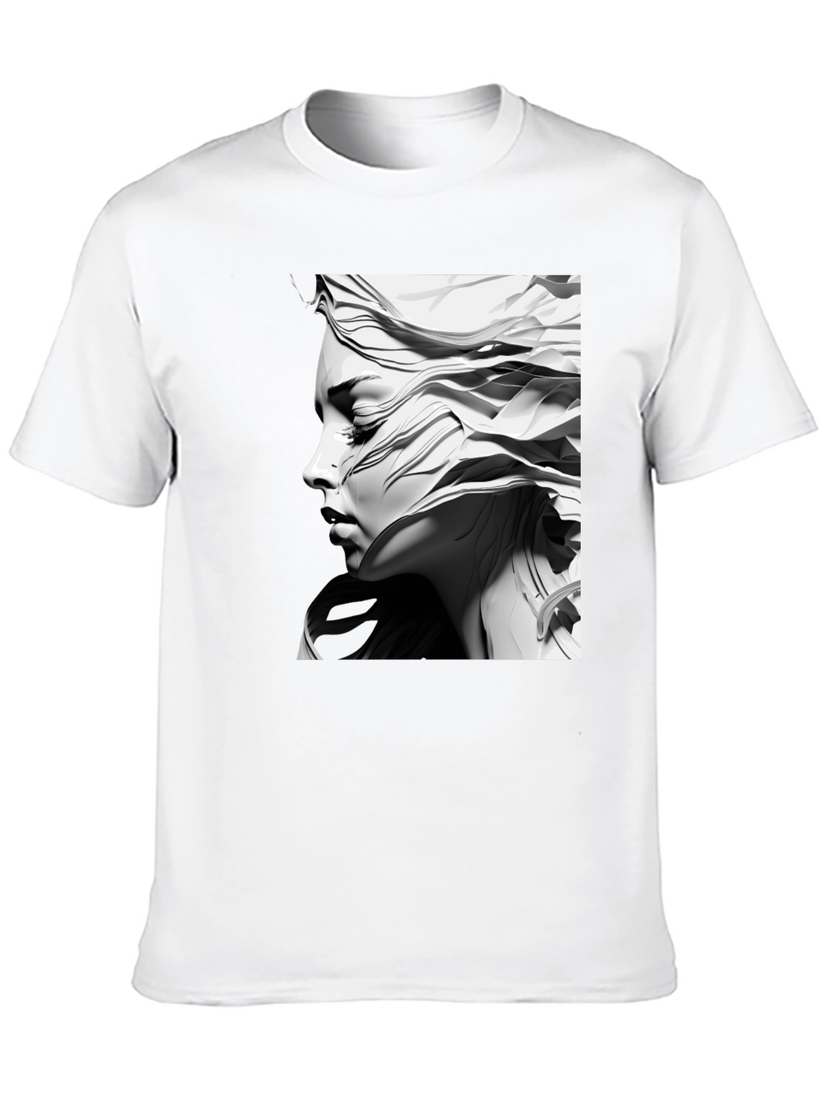 Artistic Woman Graphic Tee - Black Cotton Comfort