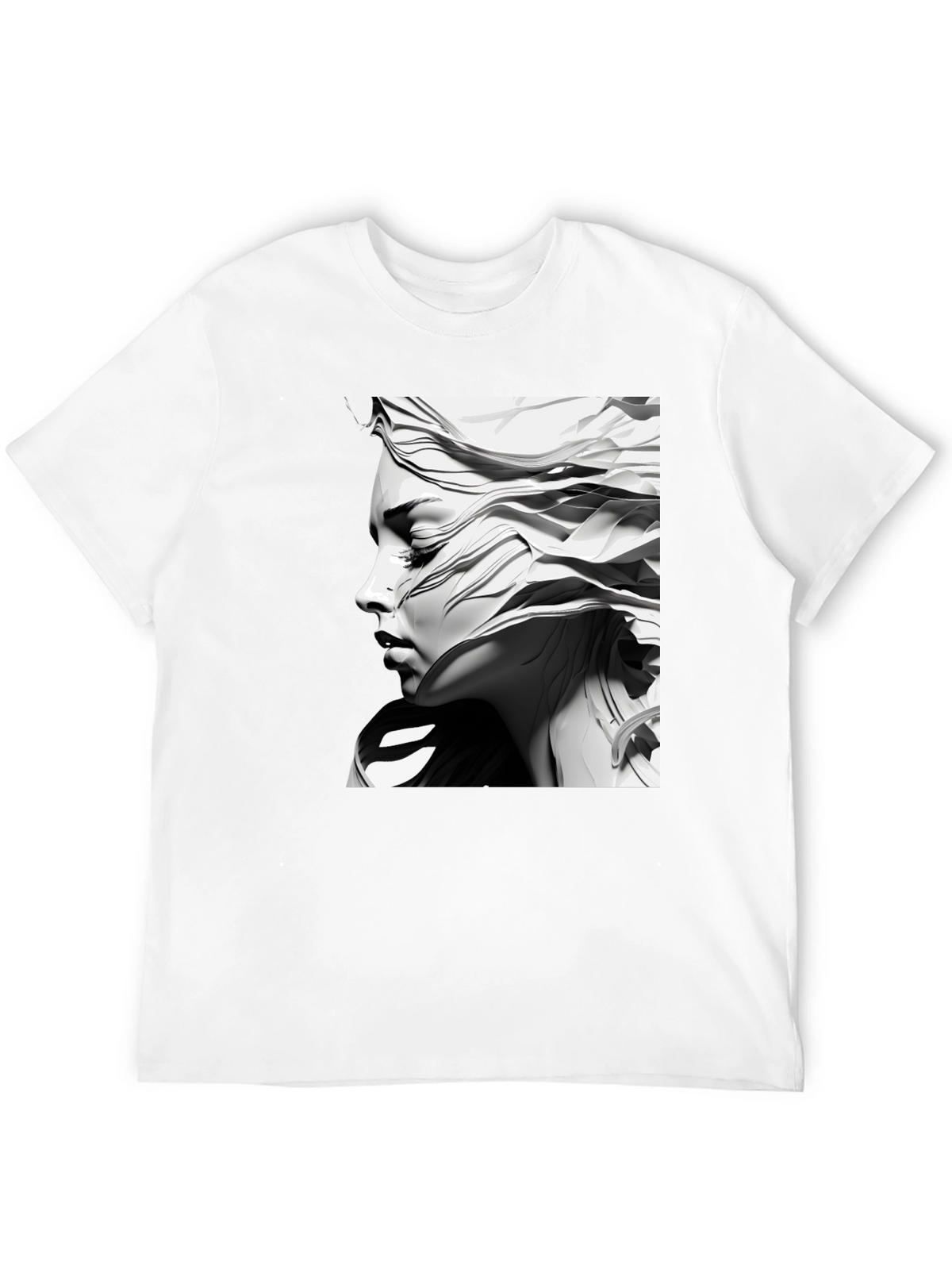 Artistic Woman Graphic Tee - Black Cotton Comfort