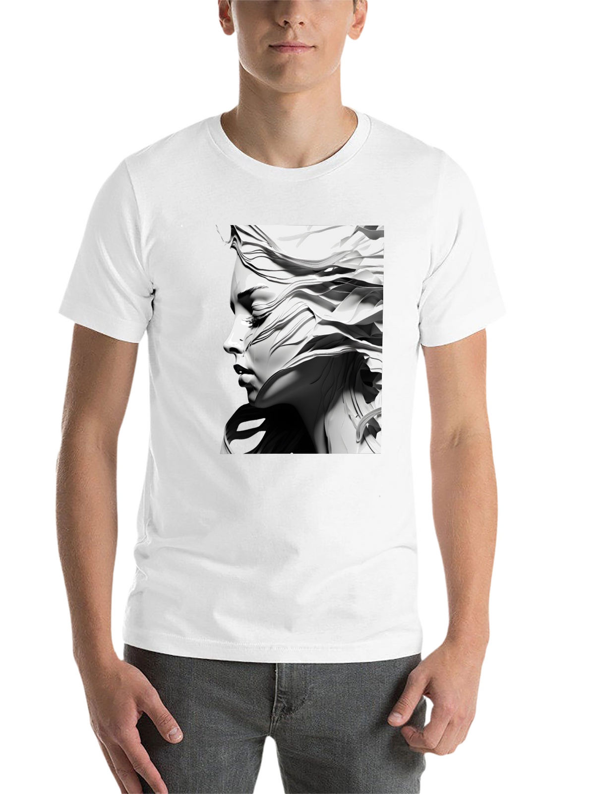 Artistic Woman Graphic Tee - Black Cotton Comfort