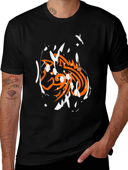 Urban Graphic Tee - Black with Orange & White Design