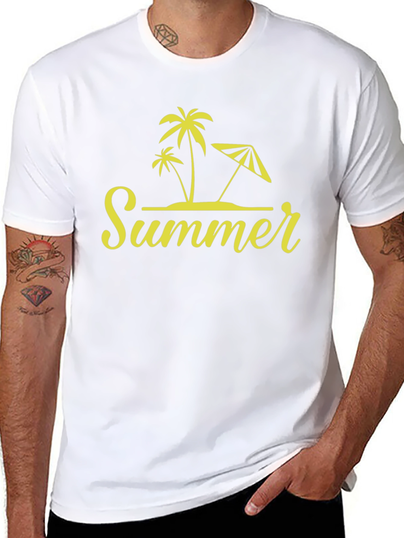 Summer Vibes Black T-Shirt Palm Tree Design